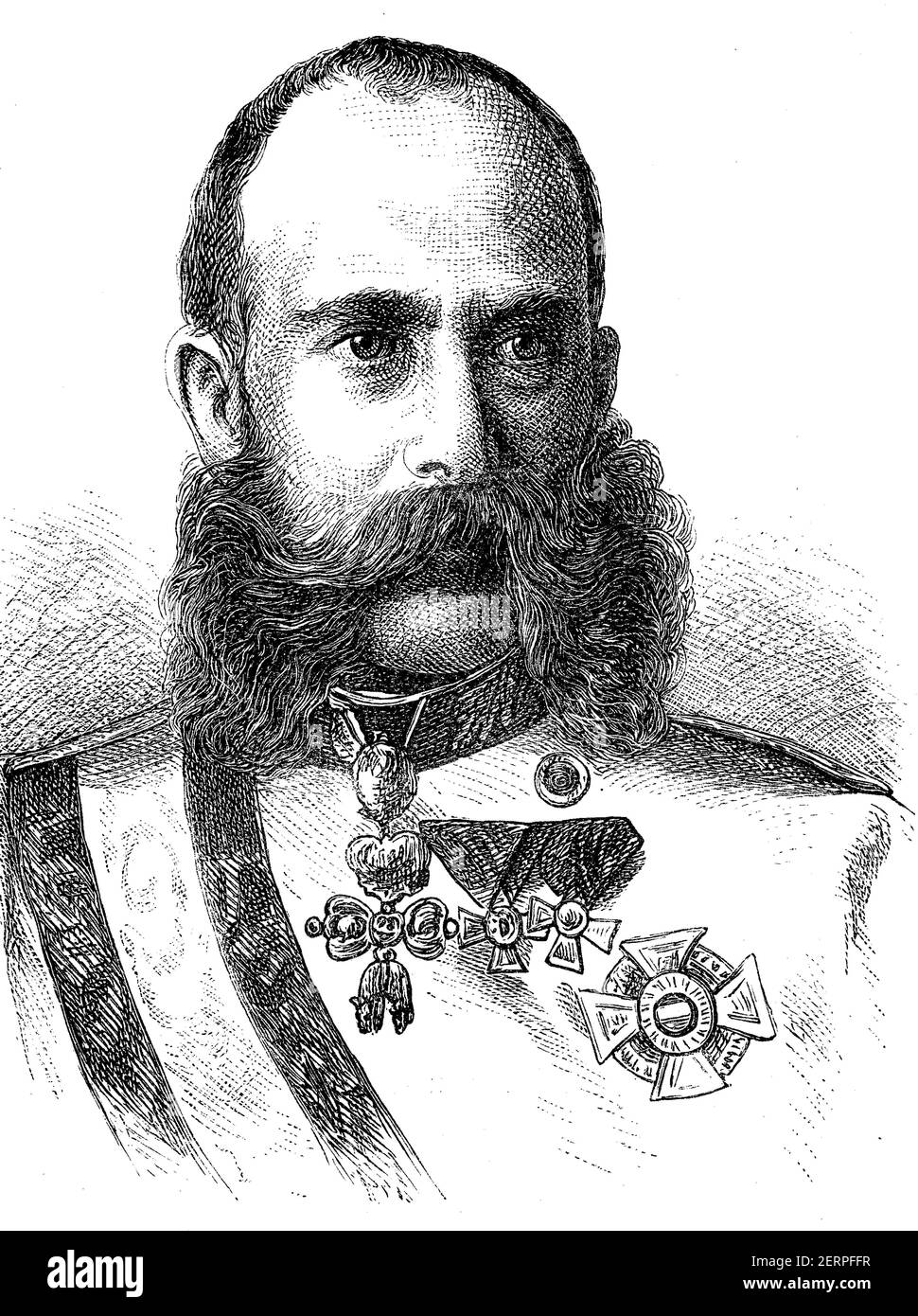 Franz Joseph I, August 18, 1830 - November 21, 1916, also Archduke Franz Joseph Karl of Austria from the House of Habsburg-Lorraine, was Emperor of Au Stock Photo