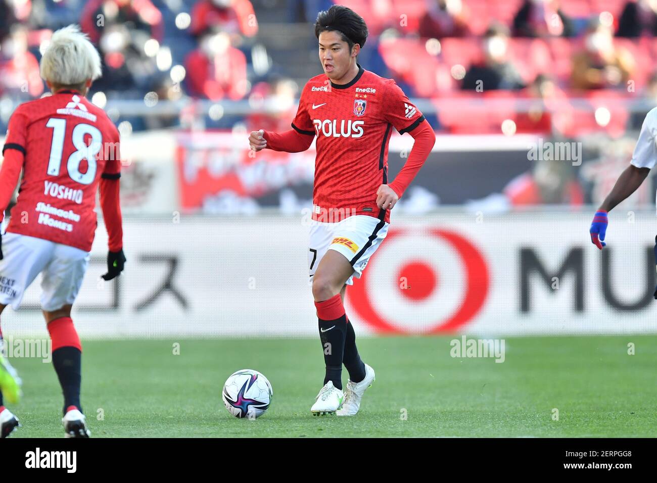 Reds' Atsuki Ito during the 2021 J1 match between Urawa Reds 1-1 FC Tokyo at Saitama Stadium 2002 in Saitama, Japan on February 27, 2021. Credit: AFLO/Alamy Live News Stock Photo - Alamy