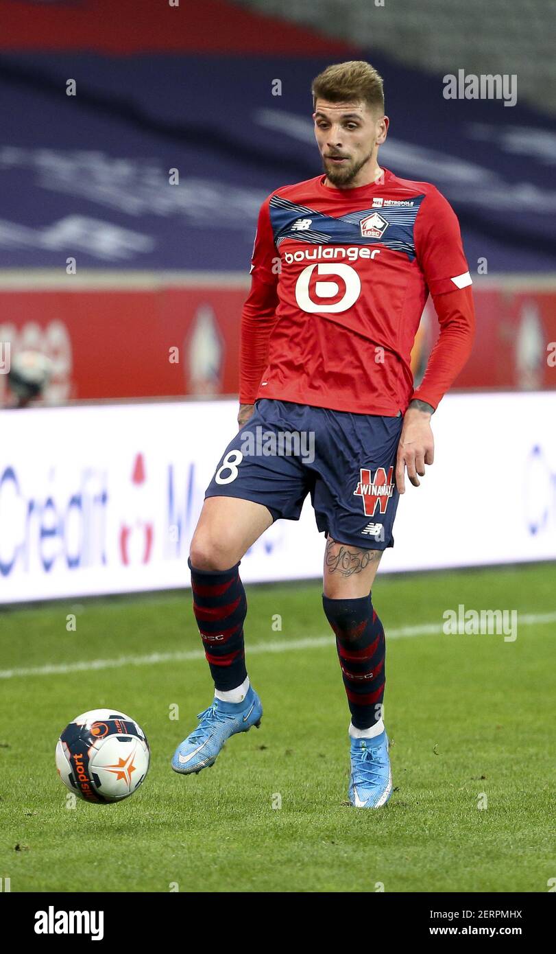 Xeka of Lille during the French championship Ligue 1 football match between  Lille OSC and RC Strasbourg on february 28, 2021 at Pierre Mauroy stadium  in Villeneuve-d'Ascq near Lille, France - Photo