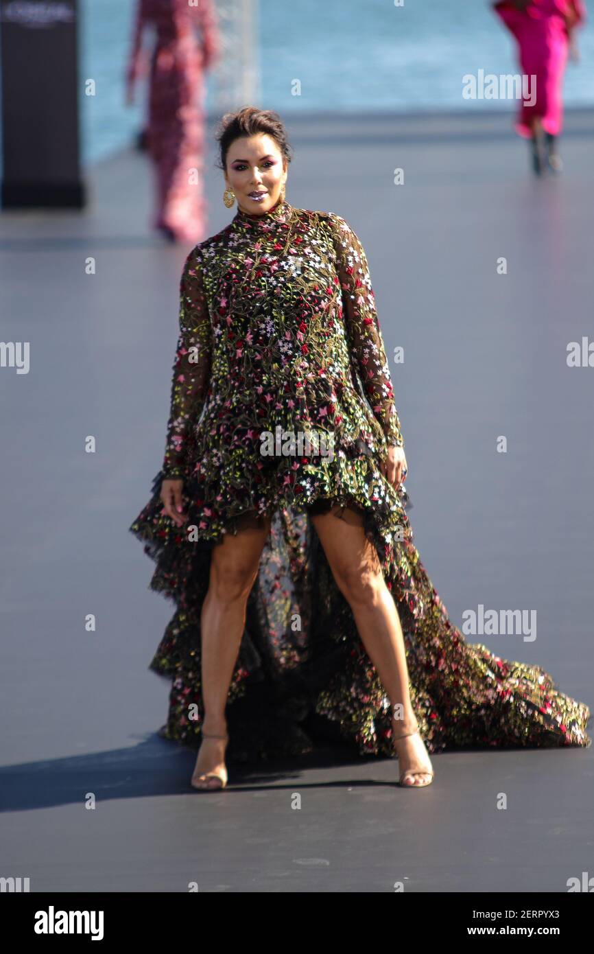 Eva Longoria walks the L'Oréal Fashion Show runway during Paris Fashion