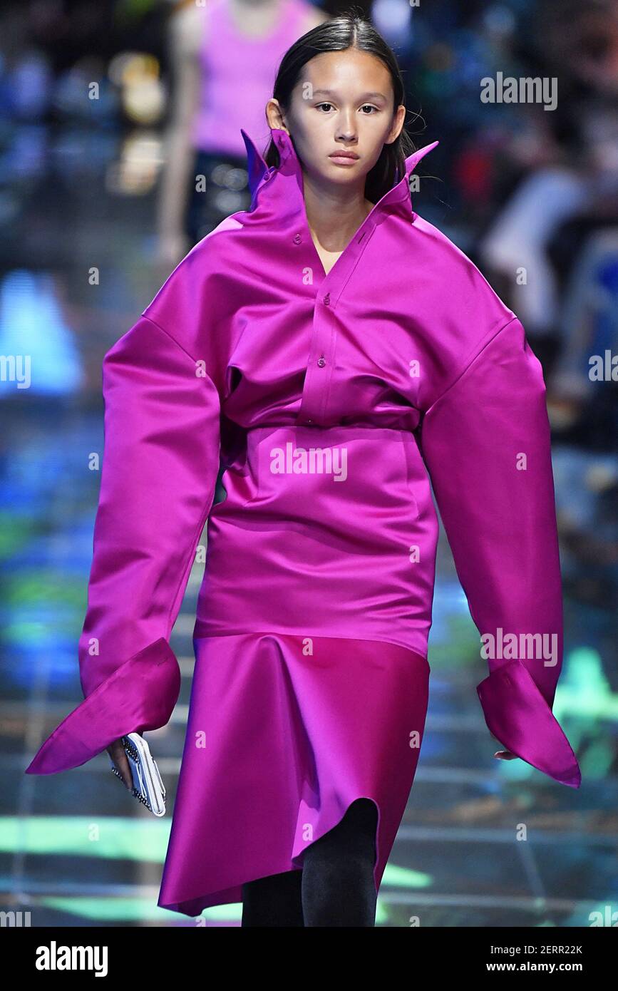 Model Lin Yap walks on the runway during the Balenciaga Fashion Show during  Paris Fashion Week Spring Summer 2019 held in Paris, France on September  30, 2018. (Photo by Jonas Gustavsson/Sipa USA