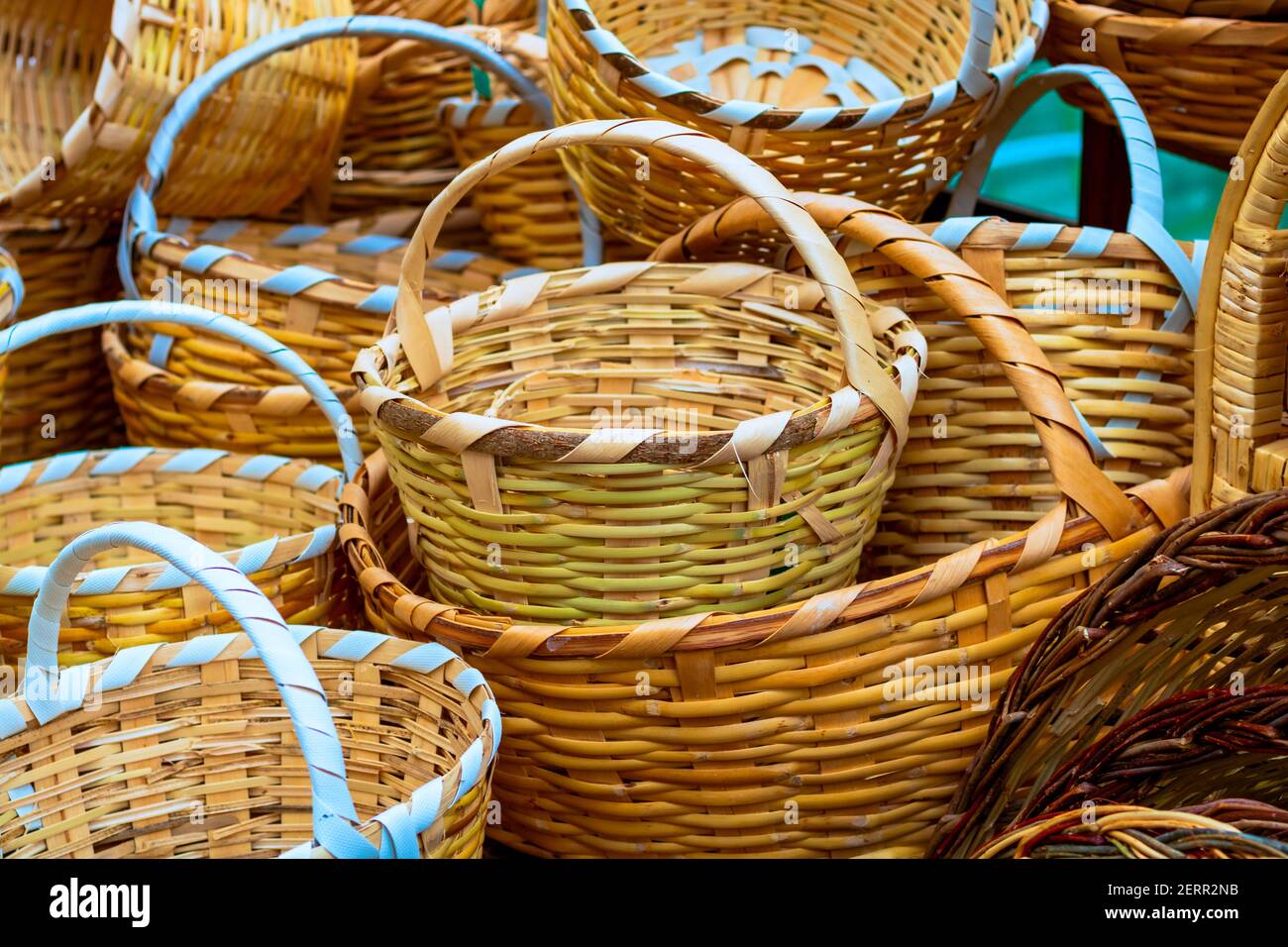 Turkish style woven baskets in the shop Stock Photo Alamy