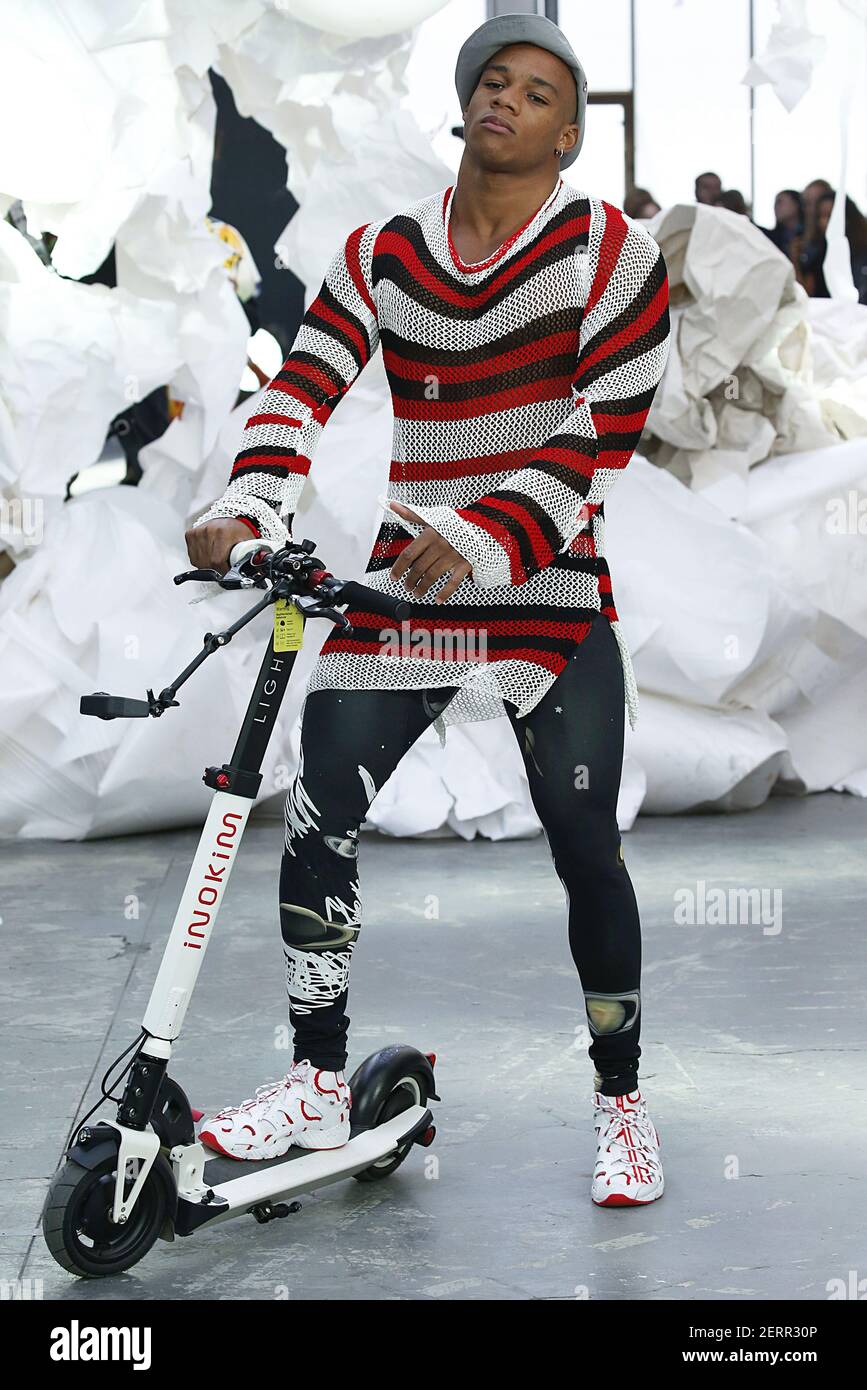 Layton Ndukwu walks on the runway during the Vivienne Westwood Fashion Show during Paris Fashion Week Spring Summer 2019 held in Paris, France on September 29, 2018. (Photo by Jonas Gustavsson/Sipa USA) Stock Photo
