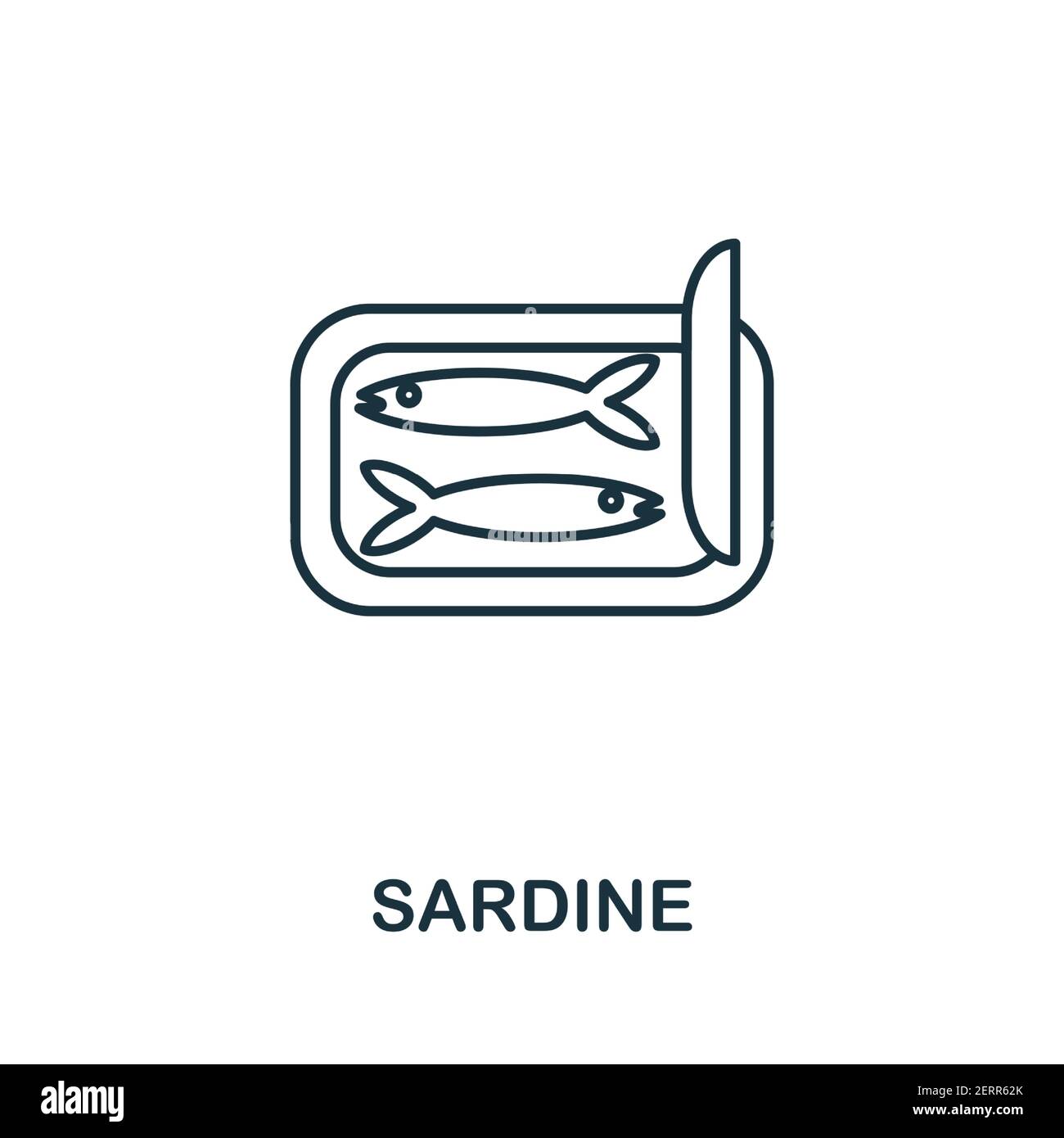 Sardine icon. Simple illustration from seafood collection. Creative