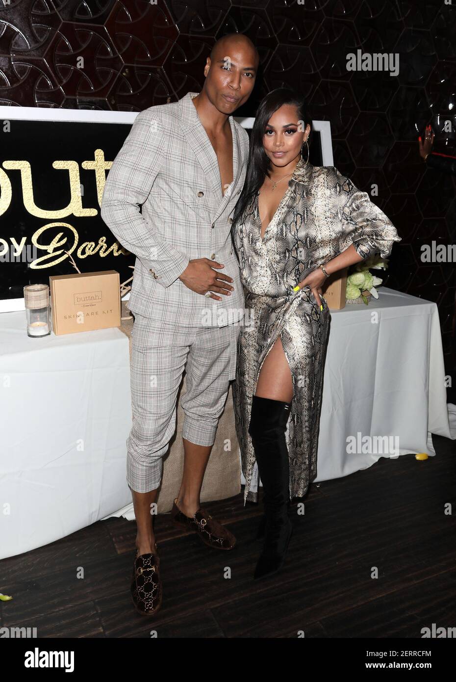 Dorion Renaud and Lauren London at the Buttah Skincare Launch Hosted By ...