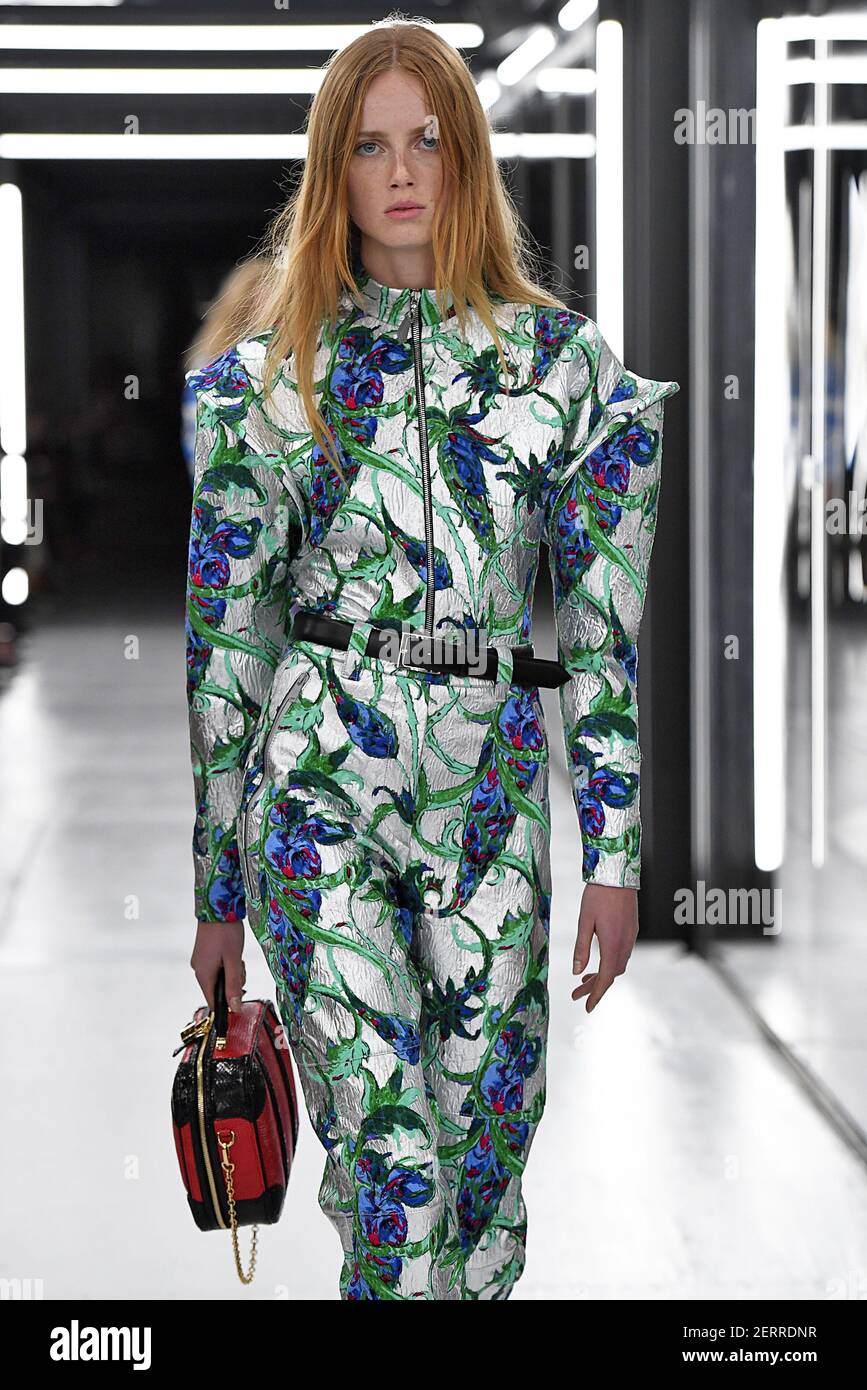 Model walks on the runway during the Louis Vuitton Fashion Show during  Paris Fashion Week Spring Summer 2019 held in Paris, France on October 2,  2018. (Photo by Jonas Gustavsson/Sipa USA Stock