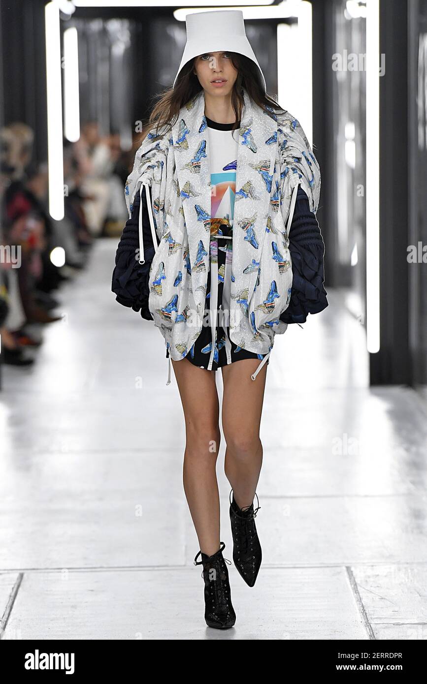 Model walks on the runway during the Louis Vuitton Paris Fashion