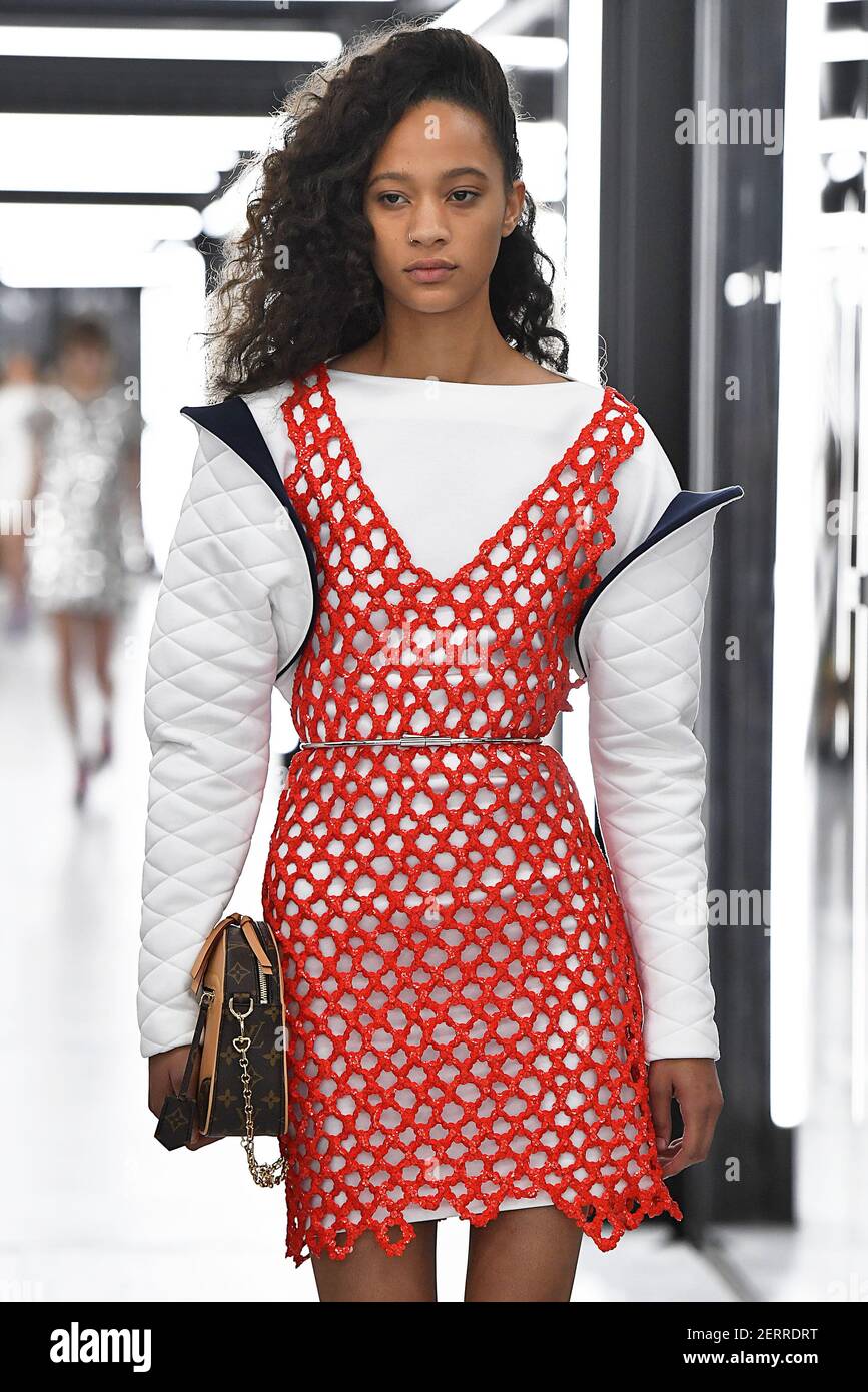 Model walks on the runway during the Louis Vuitton Fashion Show during  Paris Fashion Week Spring Summer 2019 held in Paris, France on October 2,  2018. (Photo by Jonas Gustavsson/Sipa USA Stock