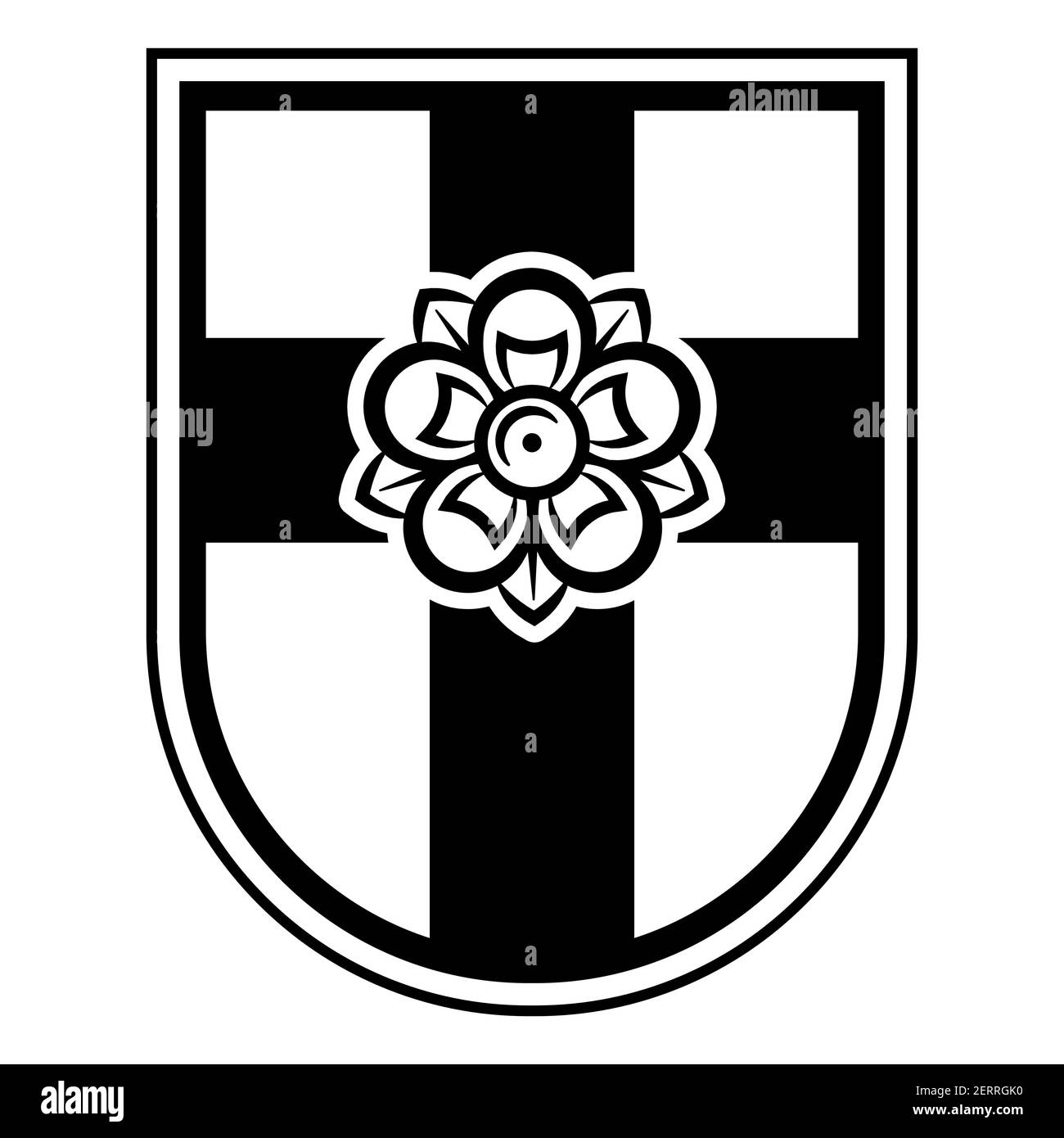 Knightly design. Crusader Knight Shield with Rose Stock Vector