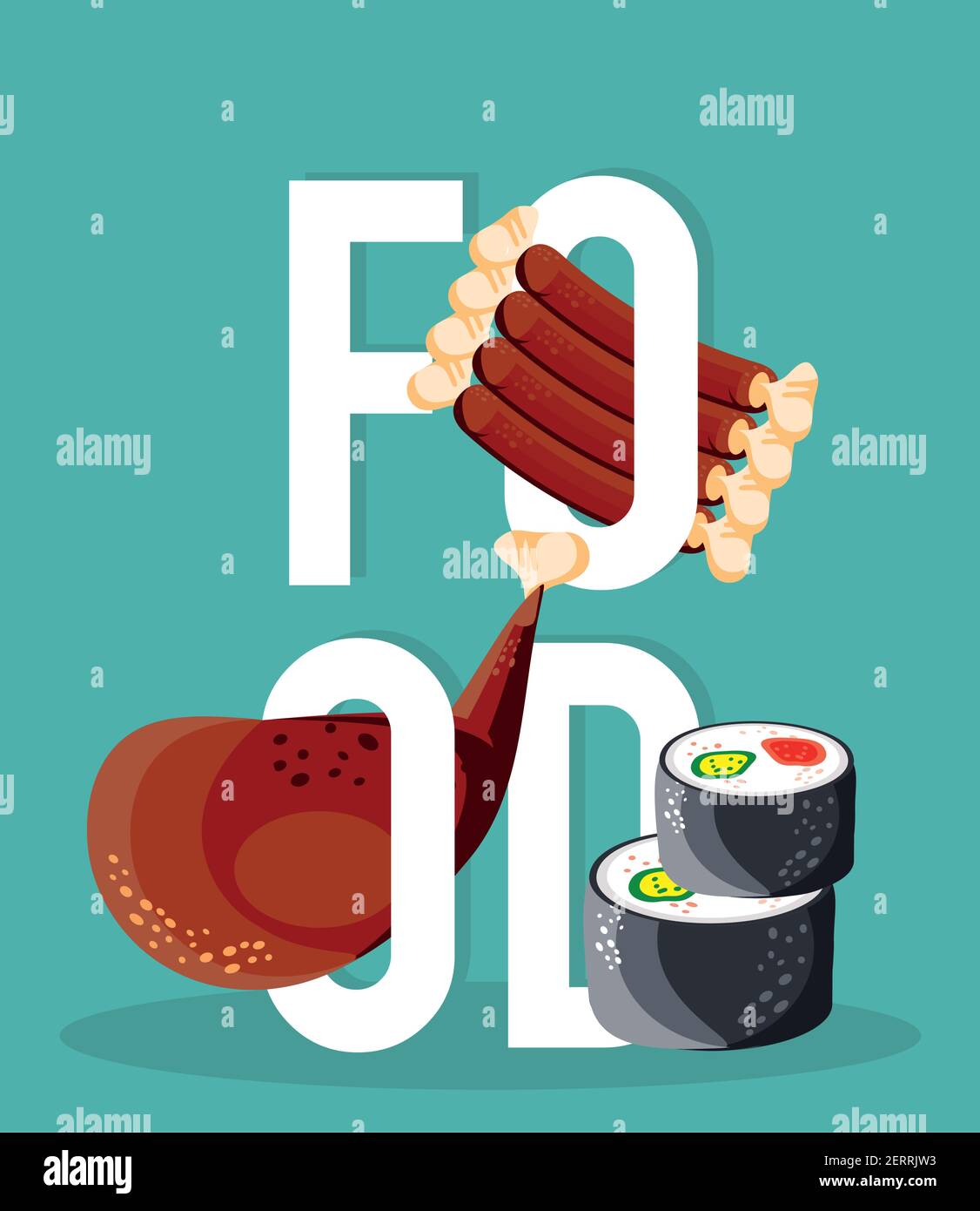 food sushi chicken ribs lettering Stock Vector Image & Art - Alamy
