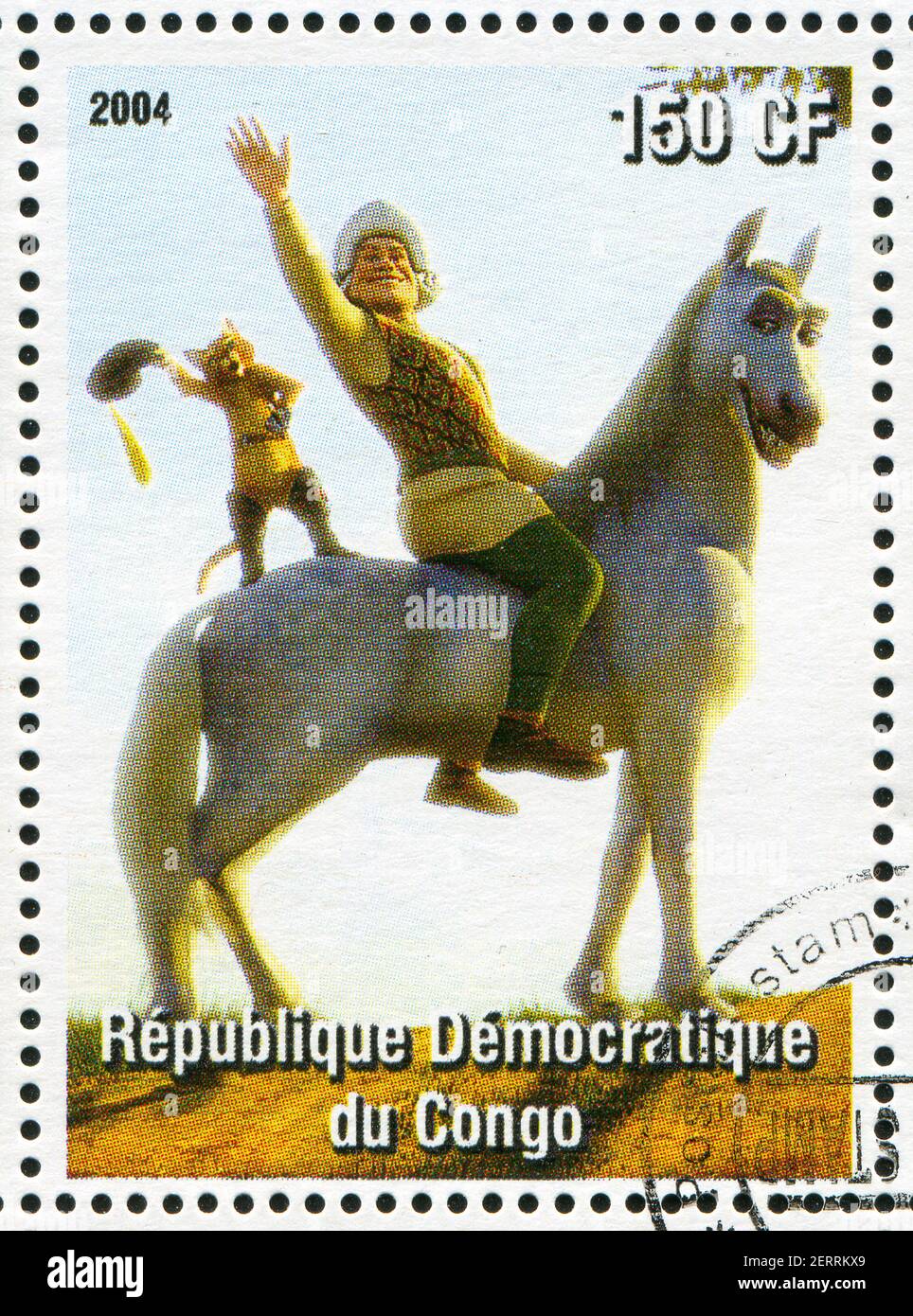 CONGO - CIRCA 2004: stamp printed by Congo, shows cartoon character Shrek, circa 2004 Stock Photo