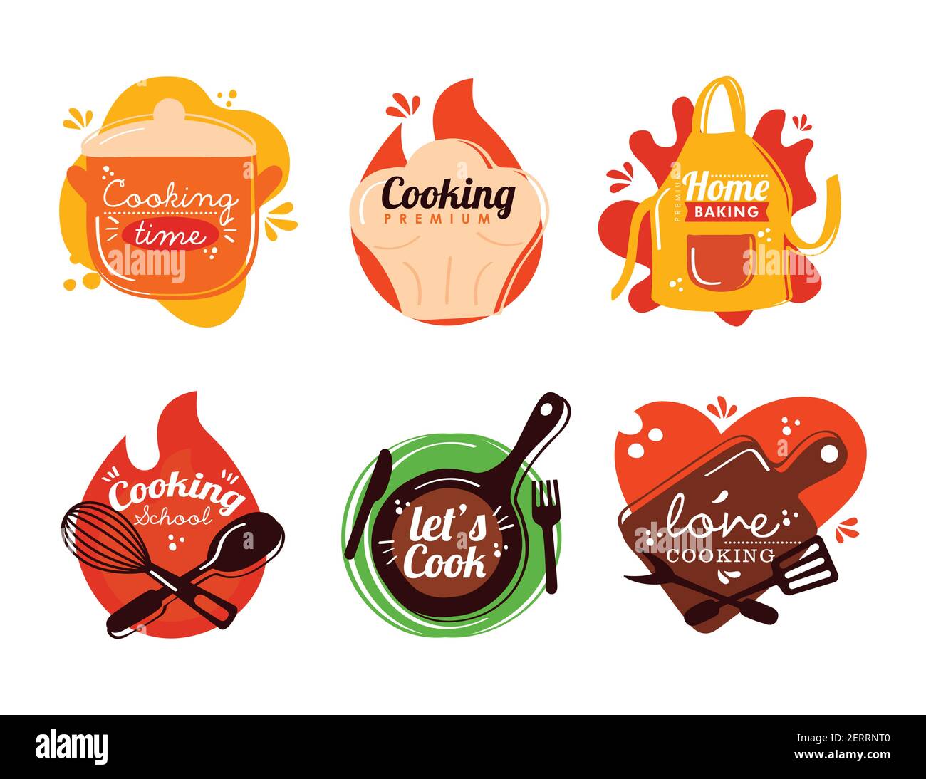 set kitchen tools and letterings Stock Vector