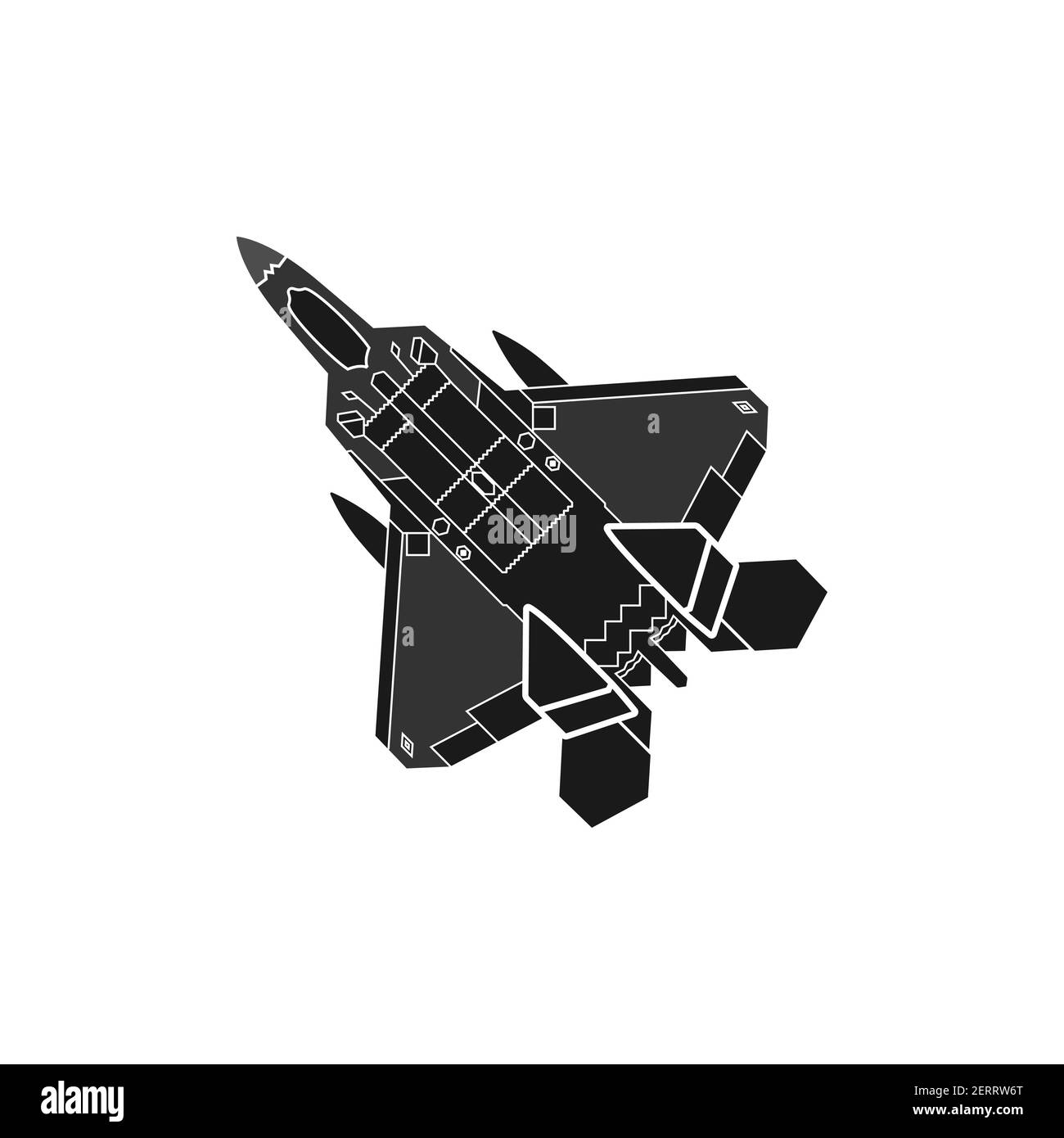 Realistic icon of a combat fighter of the US Armed Forces. The aircraft of the Air Force. Stock Vector