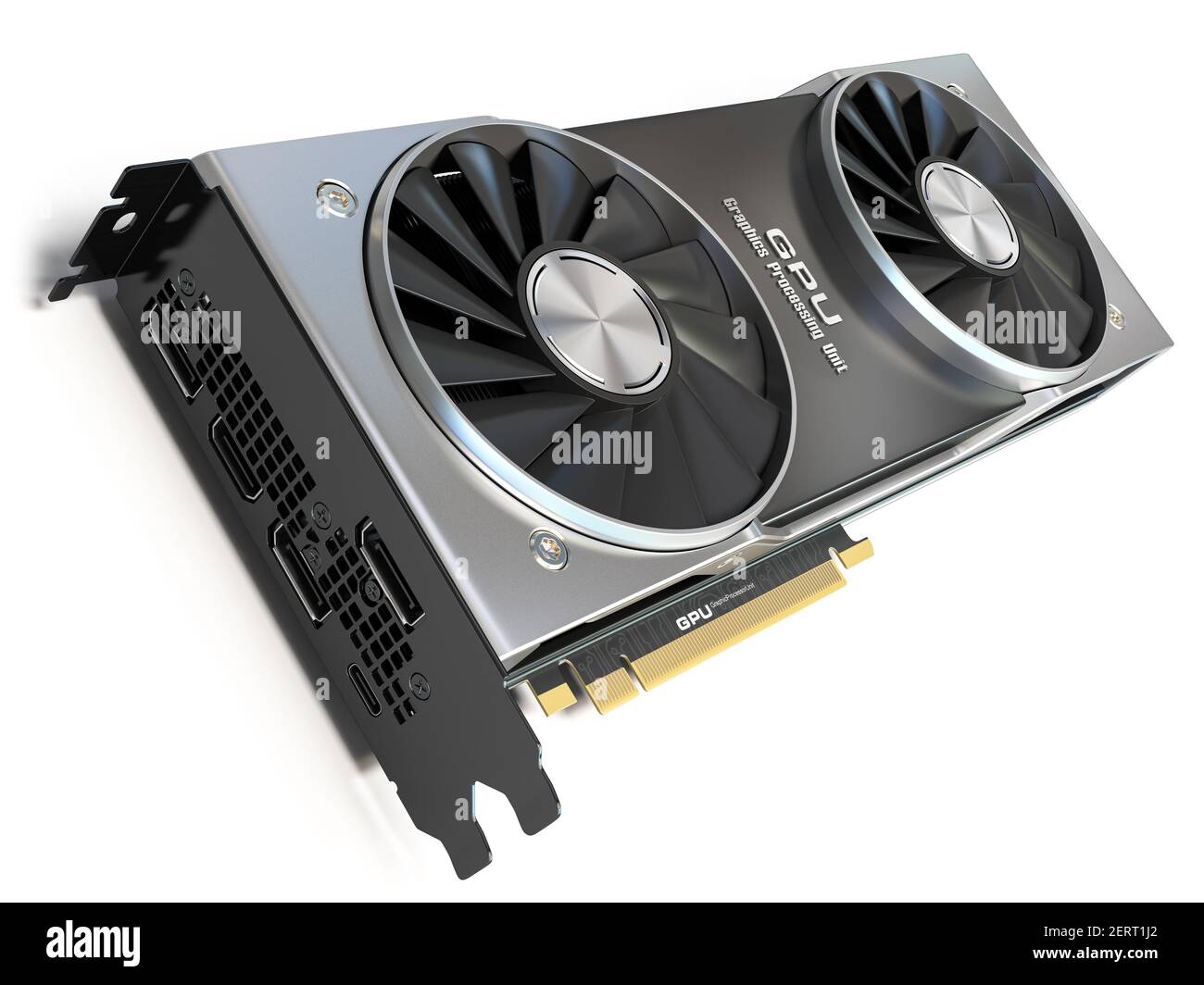 Used And Dusty Black Pc Video Card Isolated On White Background