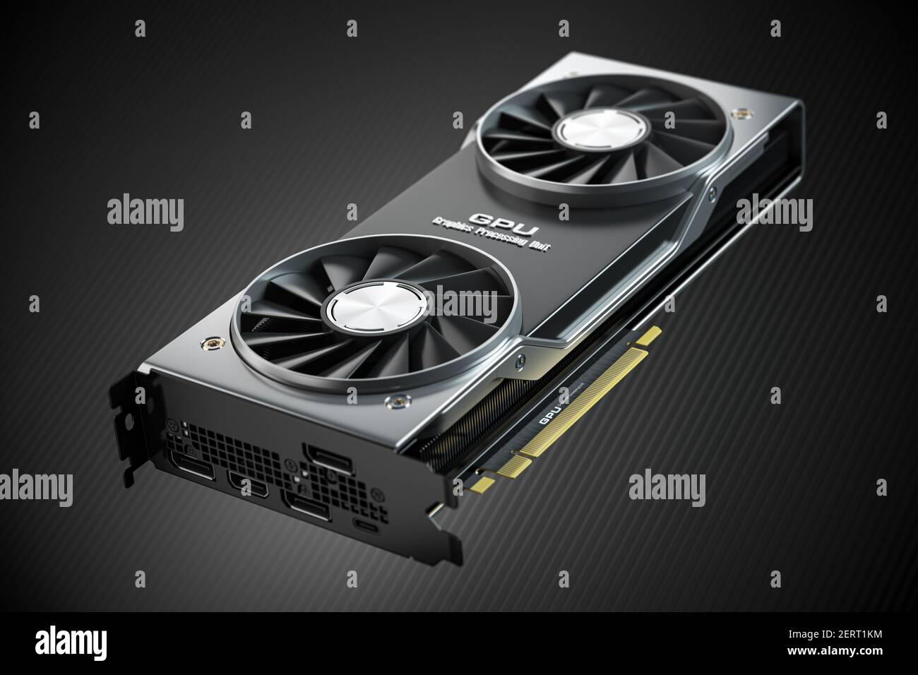 Graphics card. Modern gaming GPU graphics processing unit on black. 3d  illustration Stock Photo - Alamy
