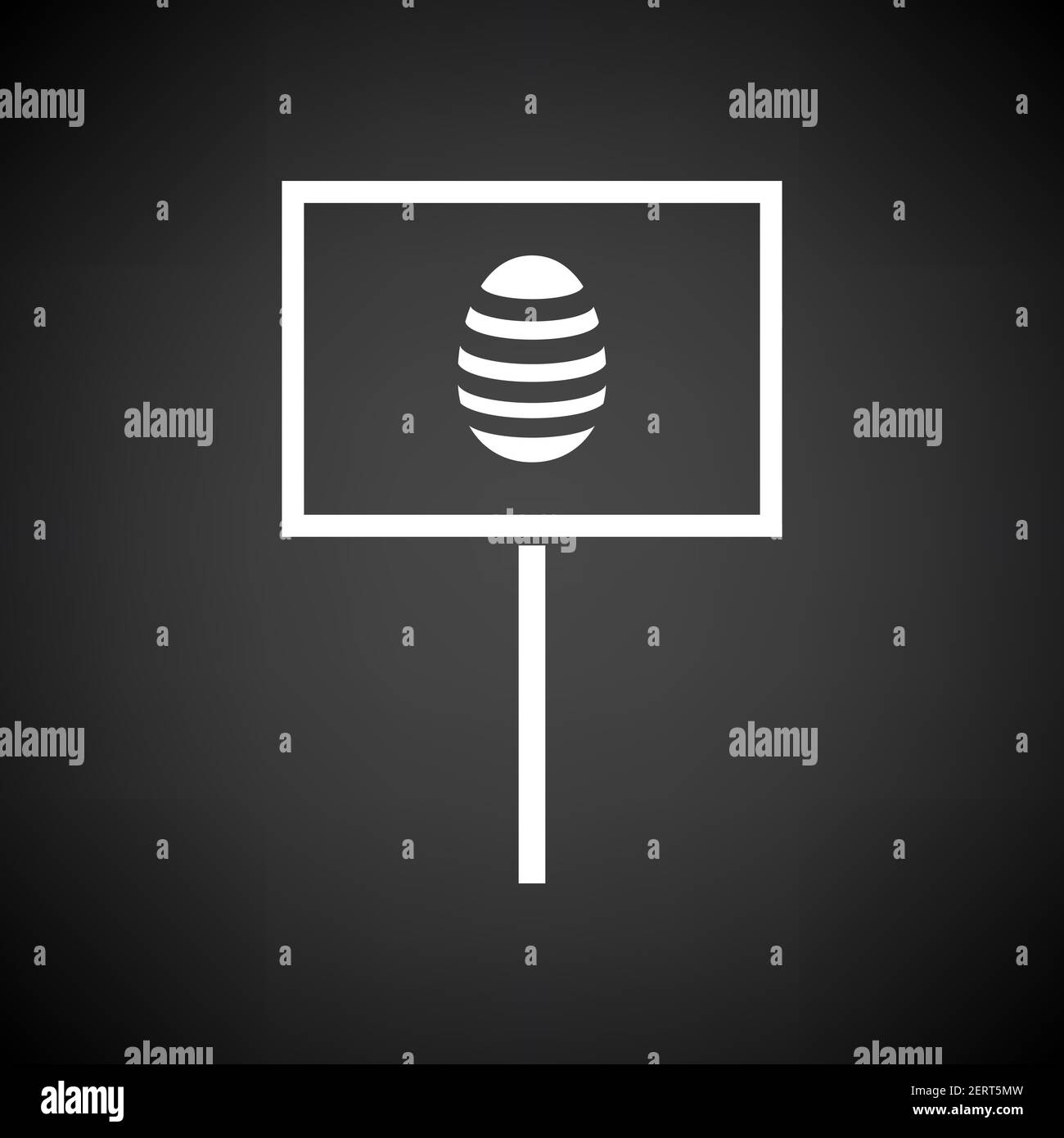 Easter Pointer With Egg Icon. White on Black Background. Vector Illustration. Stock Vector
