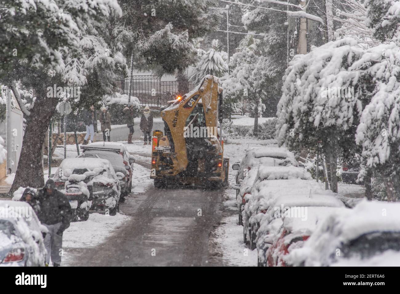 Snowstorm at Athens suburbs,Greece 2021 Stock Photo Alamy