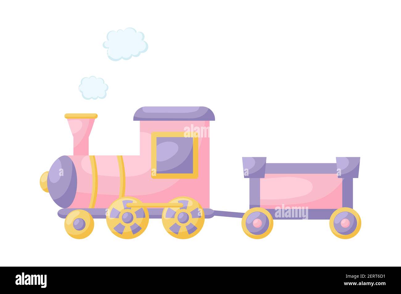 Cute pink-violet train with wagon on white background. Cartoon transport  for kids cards, baby shower, birthday invitation, house interior. Bright  colo Stock Vector Image & Art - Alamy