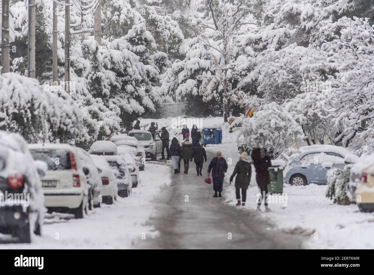 Snowstorm at Athens suburbs,Greece 2021 Stock Photo Alamy