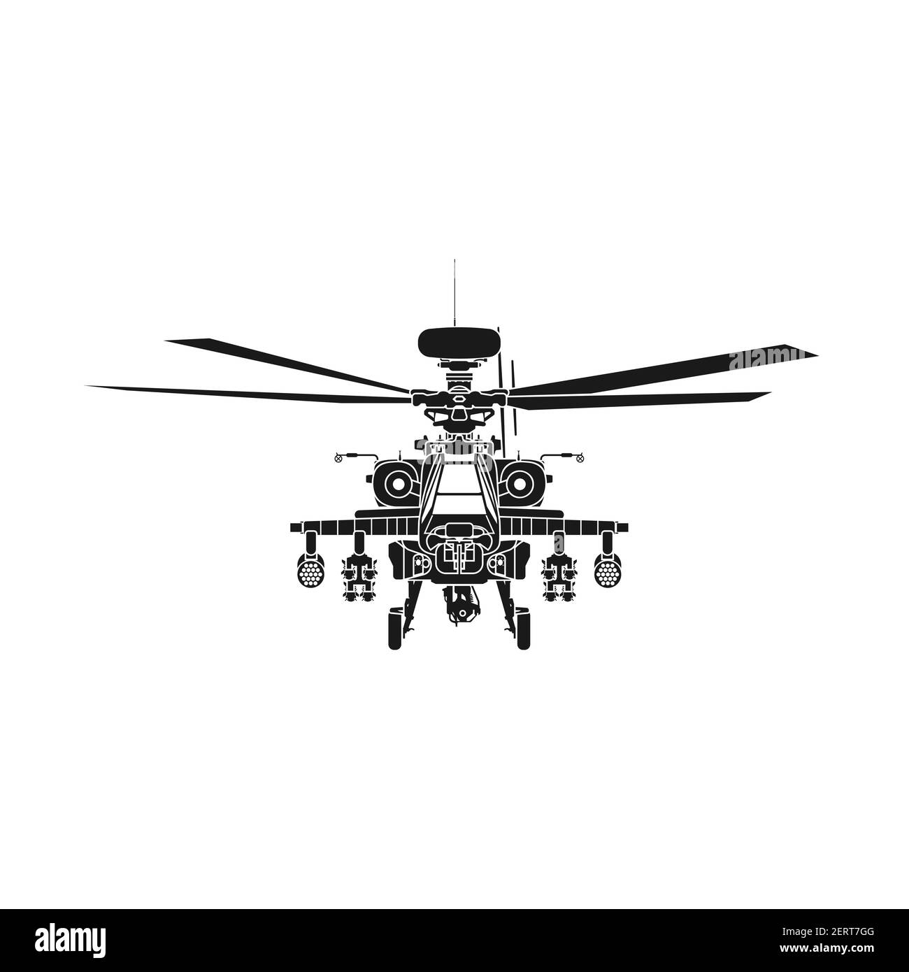 Realistic vector icon military attack helicopter military air forces of the United States. Apache. Stock Vector