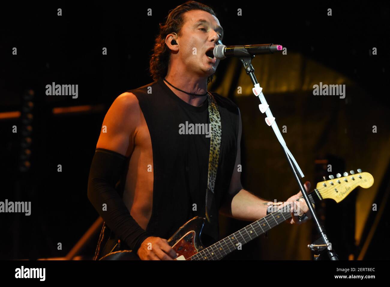 Gavin Rossdale vocalist of British band Bush seen performs on stage as ...