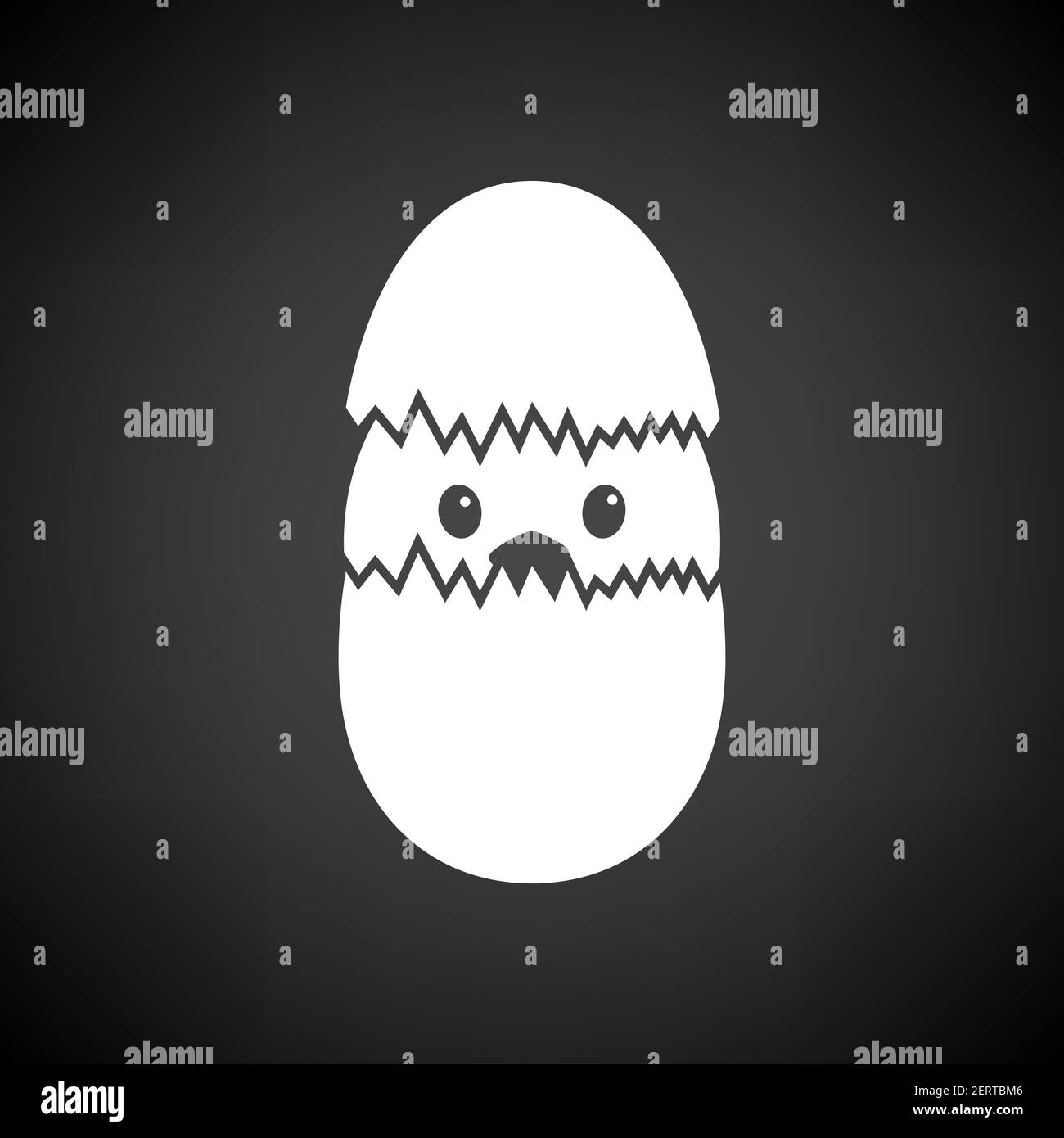 Easter Chicken In Egg Icon. White on Black Background. Vector Illustration. Stock Vector