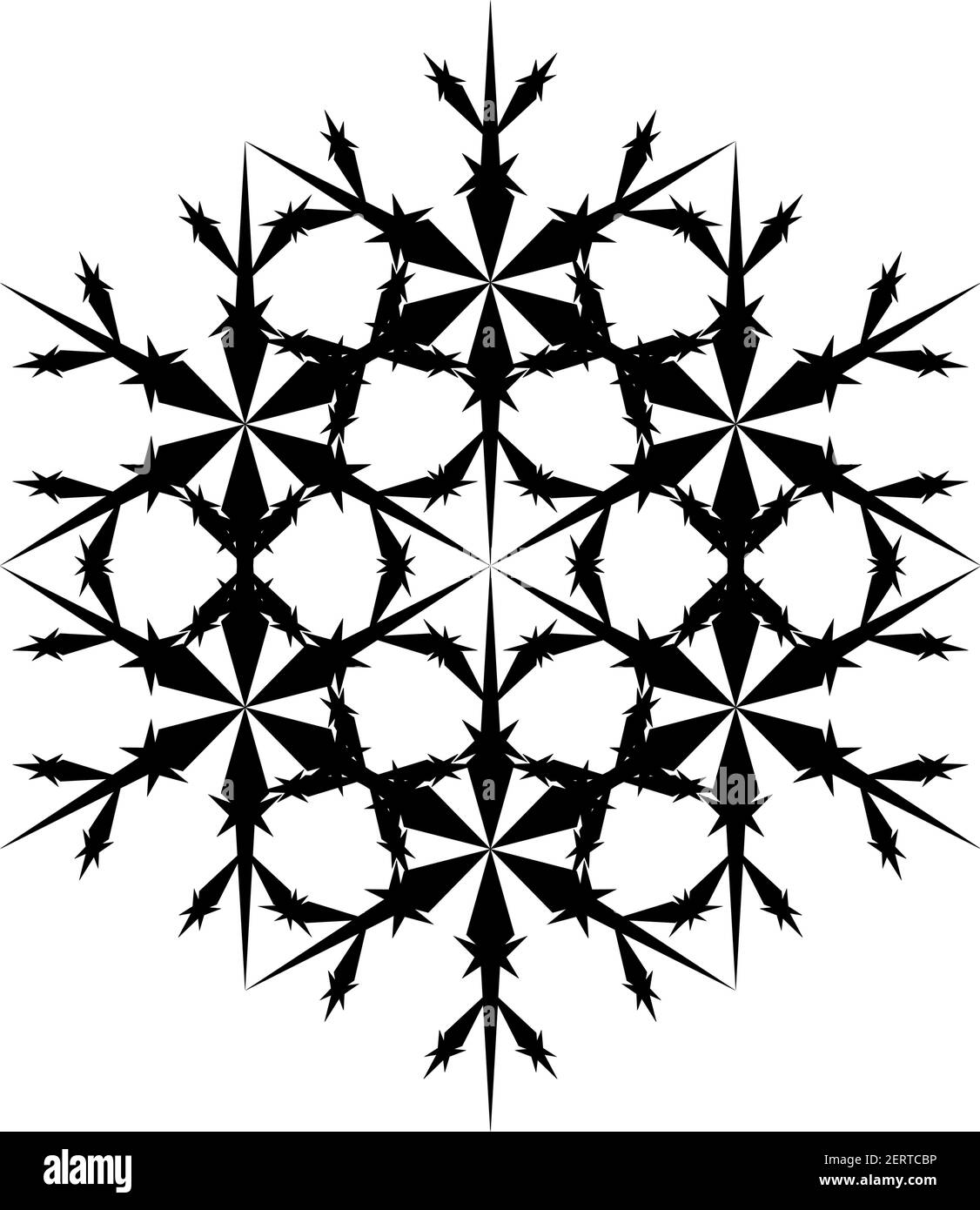 Snowflake Icon. Snowflake Icon picture. Snowflake in Flat Design. Pattern of Snow, Black Color Design. Vector illustration. Stock Vector