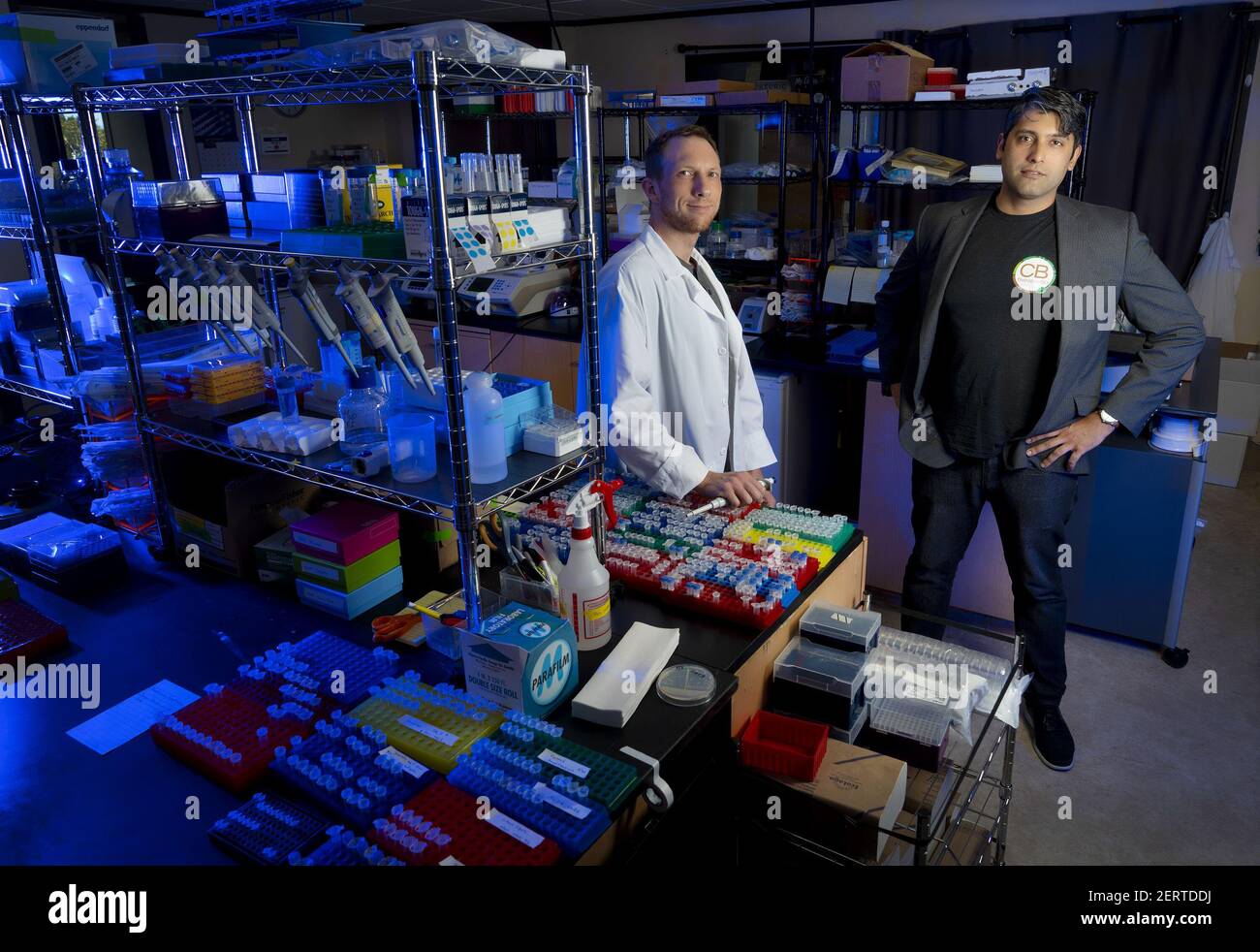 At their lab in San Diego, CB Therapeutics founders Jacob Vogan, Chief ...