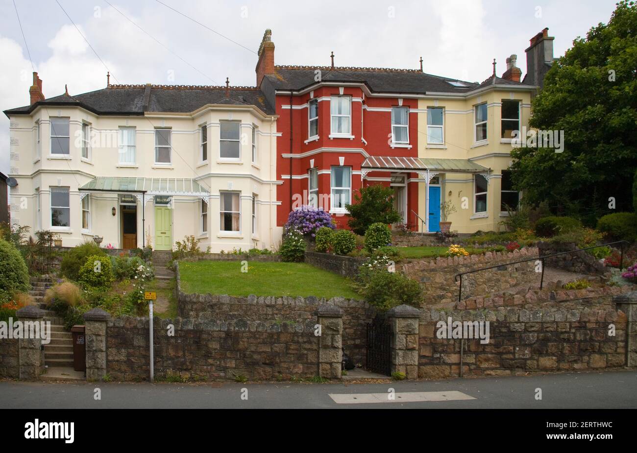 typical terraced houses in ivybridge in south devon Stock Photo Alamy