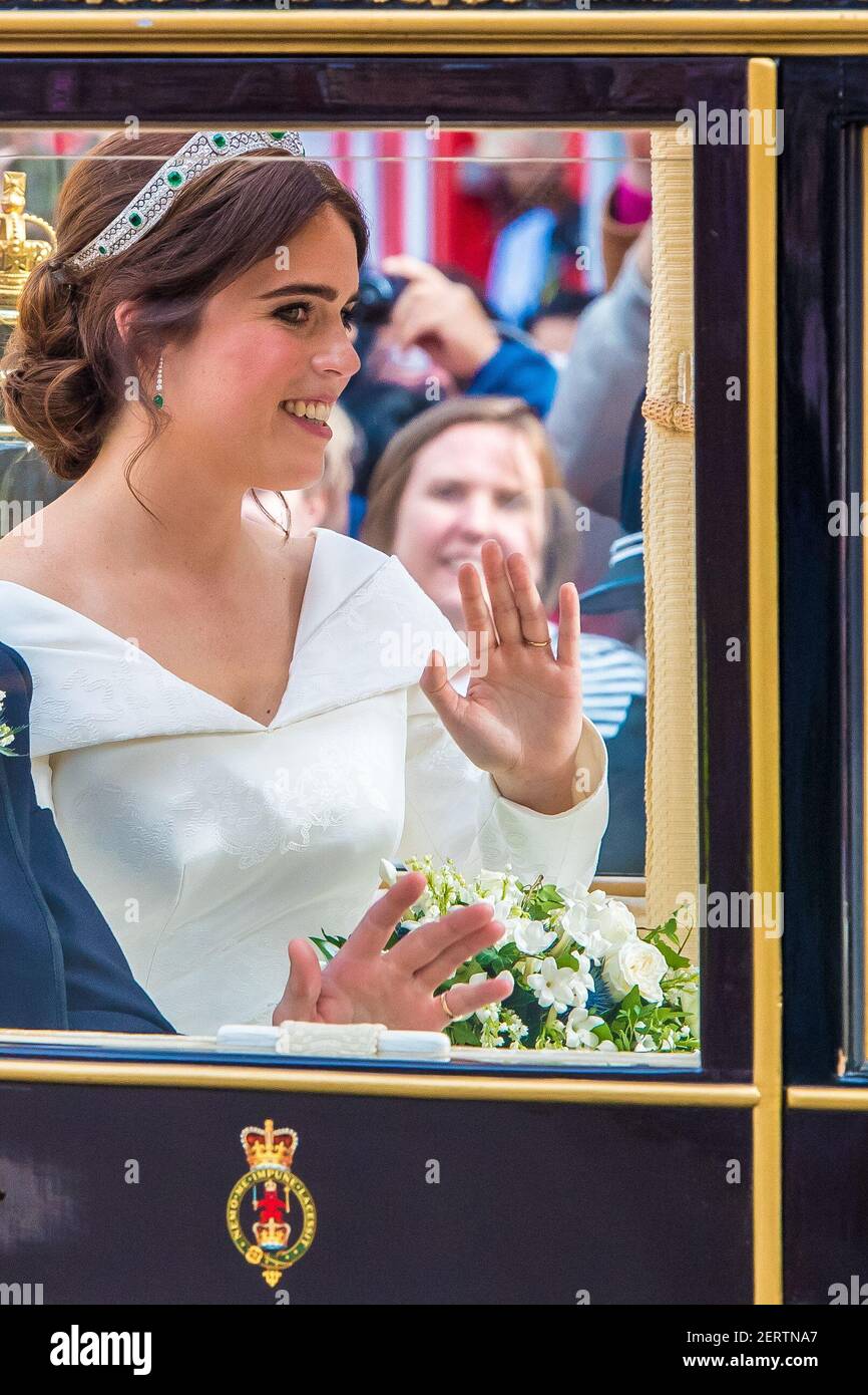 Princess Eugenie During The Carriage Procession After Their Royal Princess Eugenie During The Carriage Procession After Their Royal