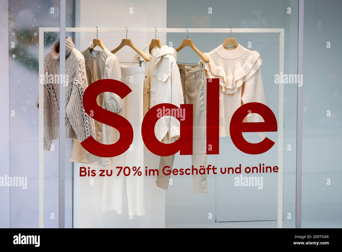Krefeld, North Rhine-Westphalia, Germany - Krefeld city center in times of corona crisis during the second lockdown, most stores are closed, special o Stock Photo