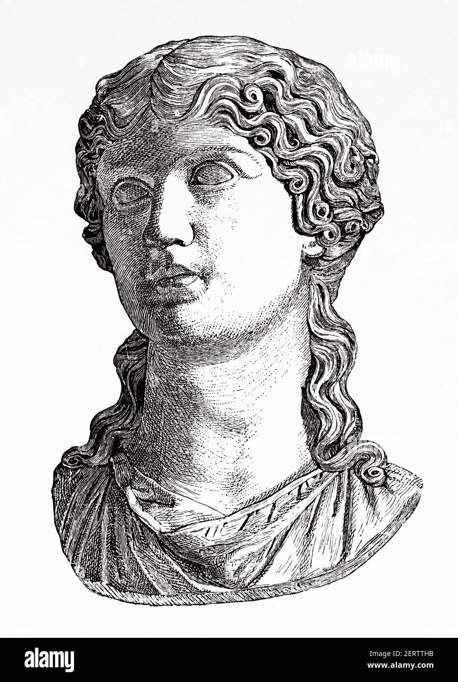 Agrippina (15-59) Roman Empress and one of the more prominent women in the Julio-Claudian dynasty, sister of Caligula, wife and niece of Claudius and mother of Nero, Ancient Rome, Ancient roman empire. Italy, Europe. Old 19th century engraved illustration, El Mundo Ilustrado 1881 Stock Photo