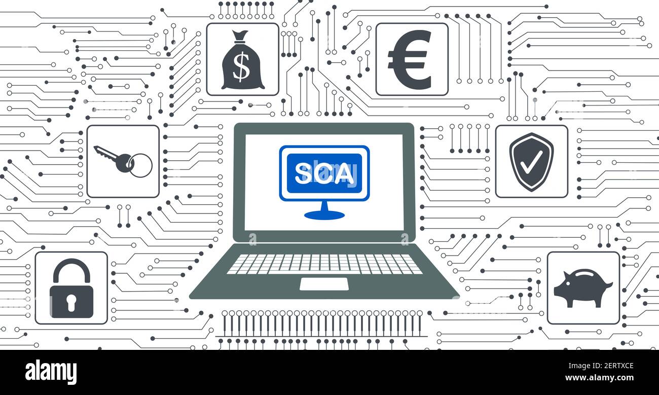 Concept of sca with icons integrated in circuit Stock Photo - Alamy