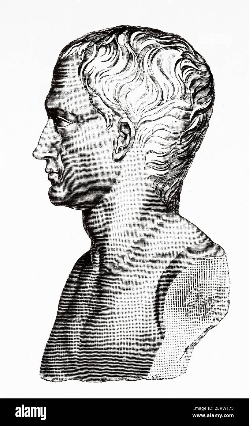 Quintus Hortensius Hortalus (114-50 BC) Roman politician and consul, as well as a famous orator and lawyer, Ancient roman empire. Italy, Europe. Old 19th century engraved illustration, El Mundo Ilustrado 1881 Stock Photo