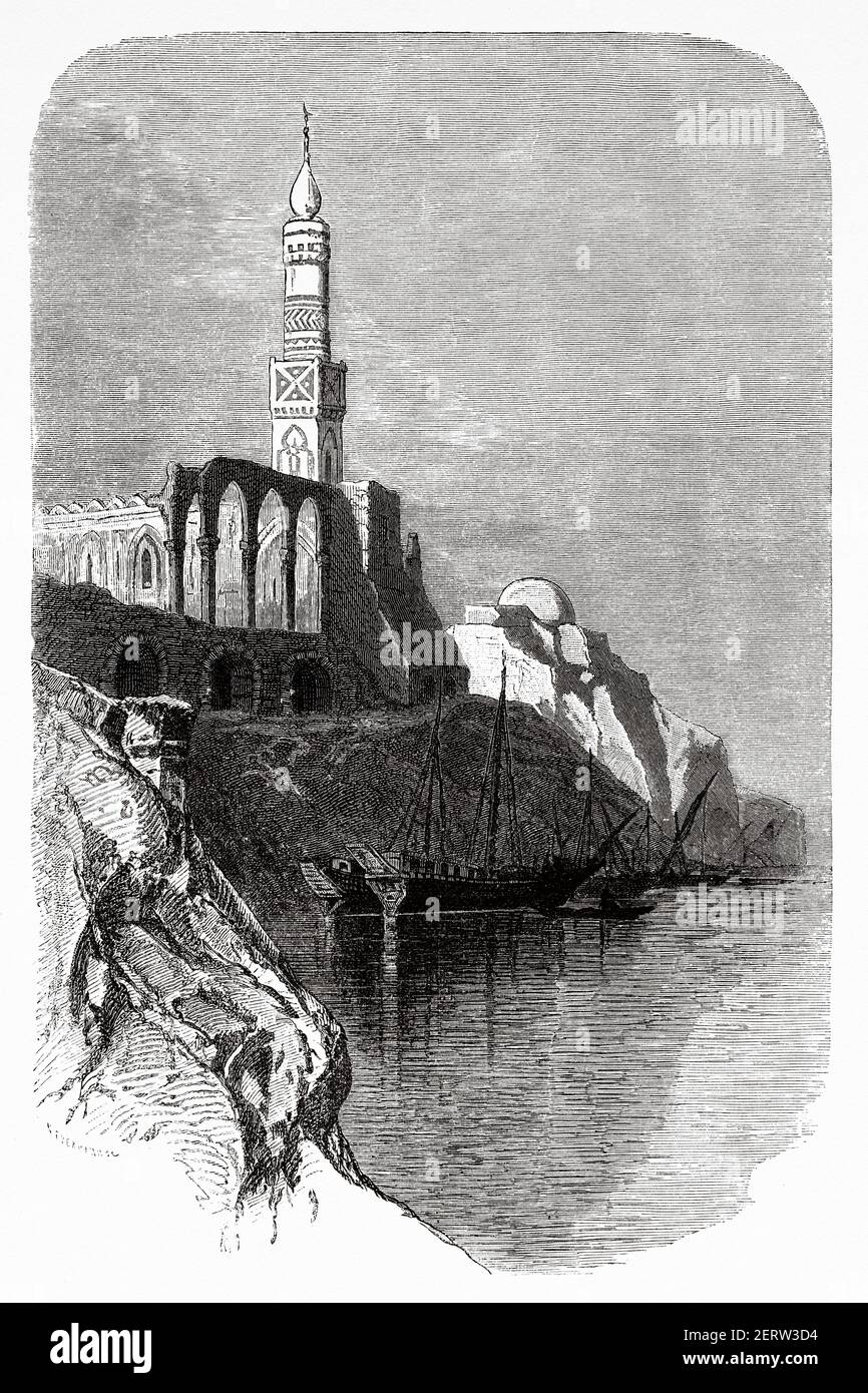 Aly-Bey Mosque, Girgeh. Upper Egypt 19th Century. Old XIX century engraved illustration, El Mundo Ilustrado 1880 Stock Photo