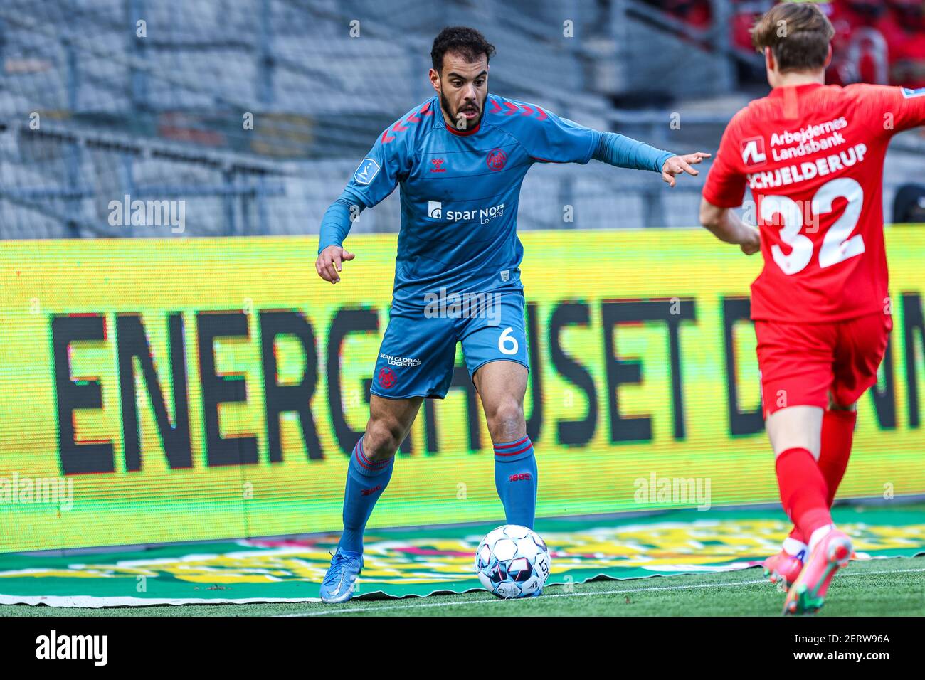 Farum, Denmark. 28th Feb, 2021. Pedro Ferreira (6) of AaB Fodbold seen in  the 3F Superliga match between FC Nordsjaelland and AaB Fodbold in Right to  Dream Park in Farum, Denmark. (Photo