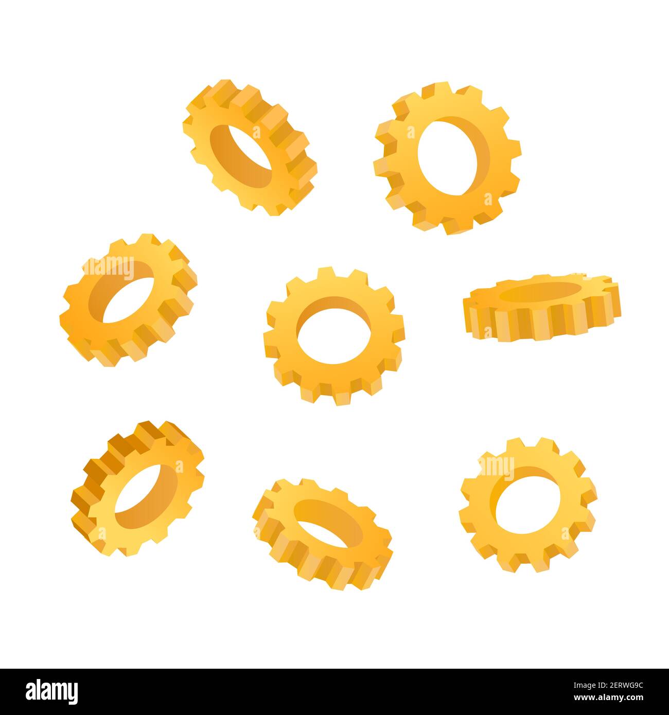 Vector gear collection. Golden color gears set Stock Vector Image & Art