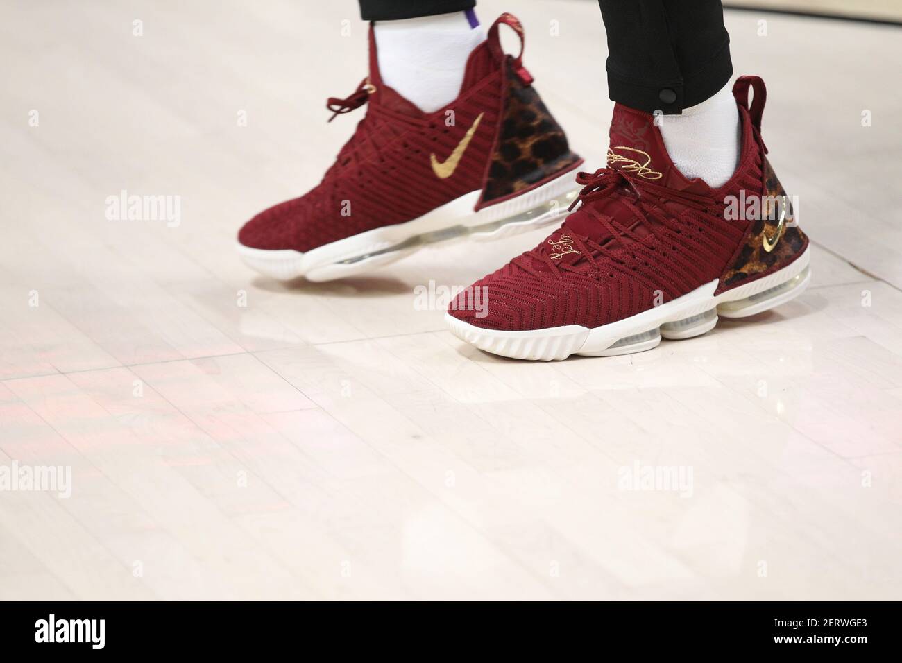 Oct 18, 2018; Portland, OR, USA; Shoes worn by Los Angeles Lakers forward LeBron  James (23)