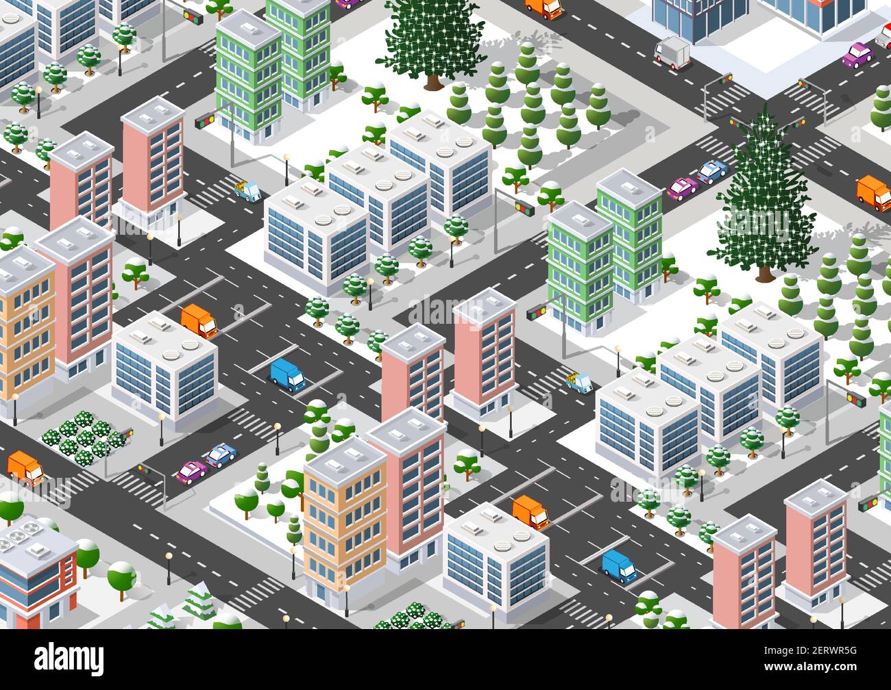 Transportation city streets intersection with houses and trees Stock ...