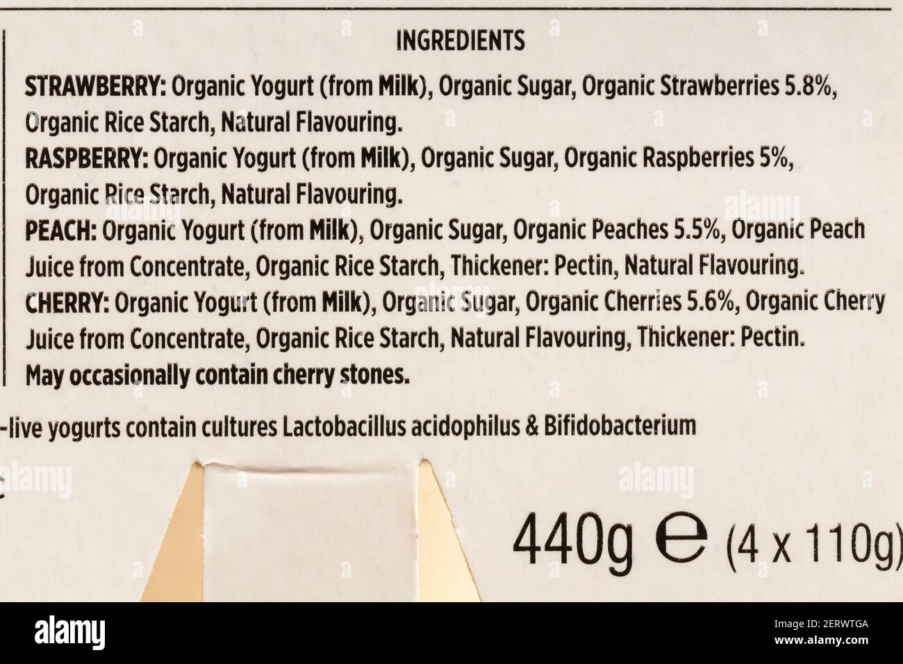 Yogurts ingredients list hires stock photography and images Alamy