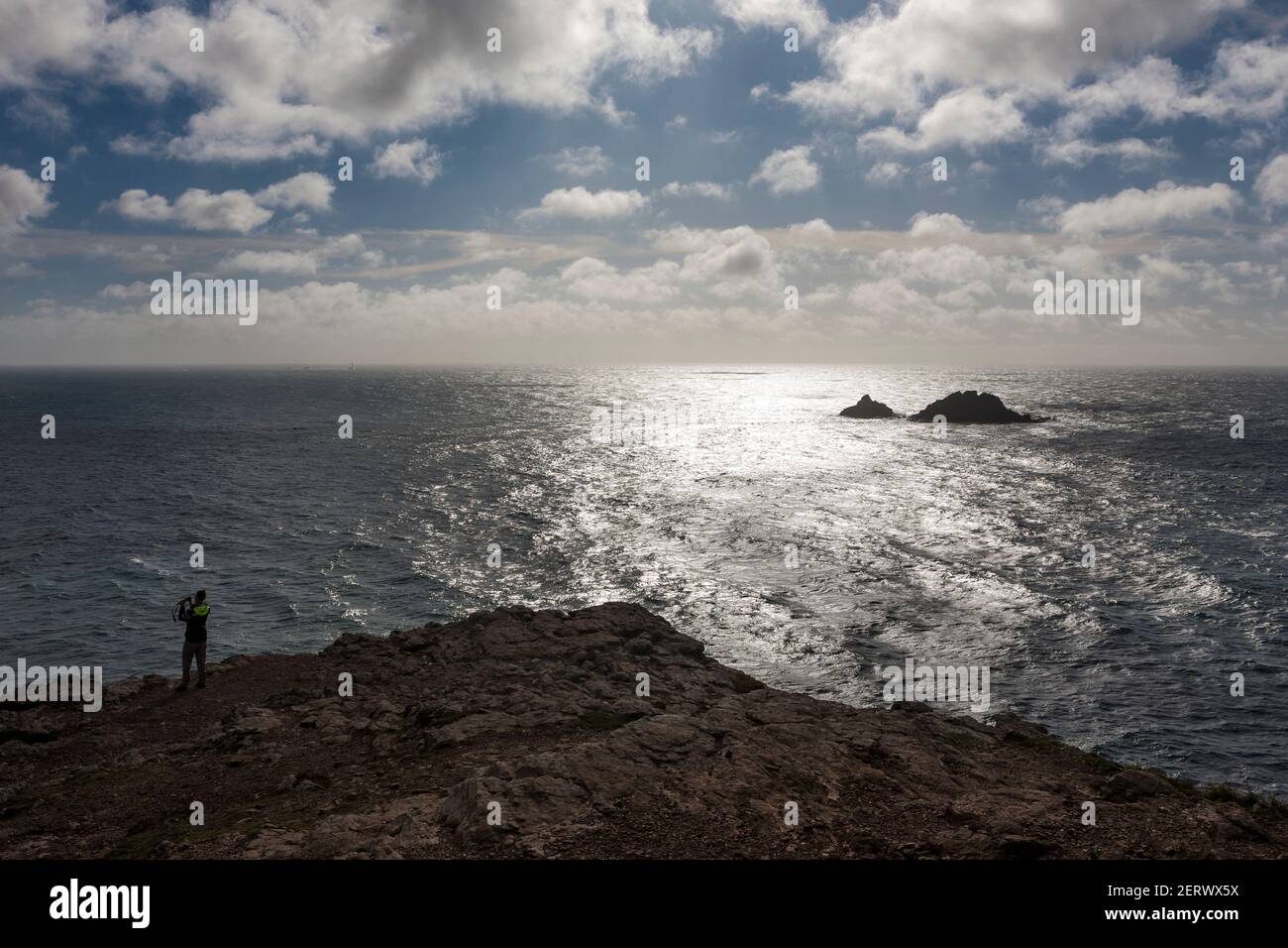 Cape Cornwall and the offshore rocks called the Brisons, West Penwith, Cornwall, UK Stock Photo