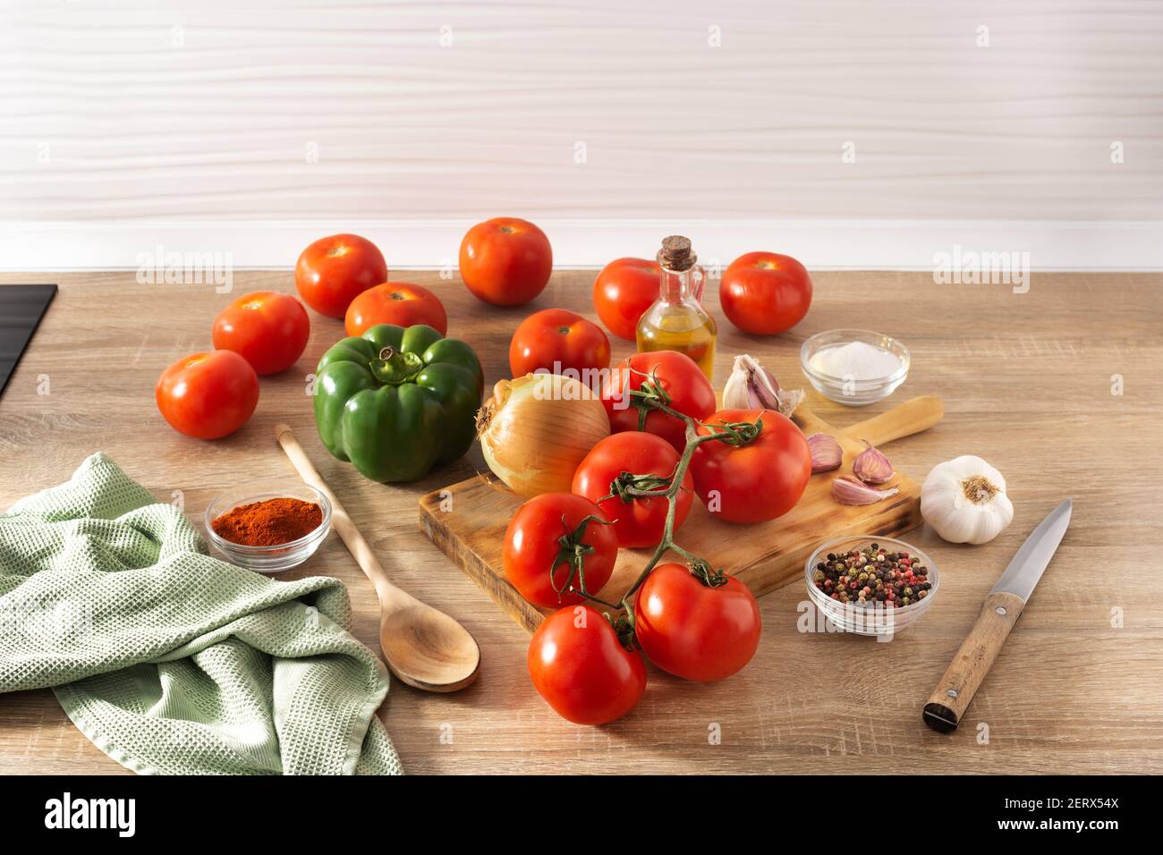 Preparing tomato sauce in the kitchen Stock Photo