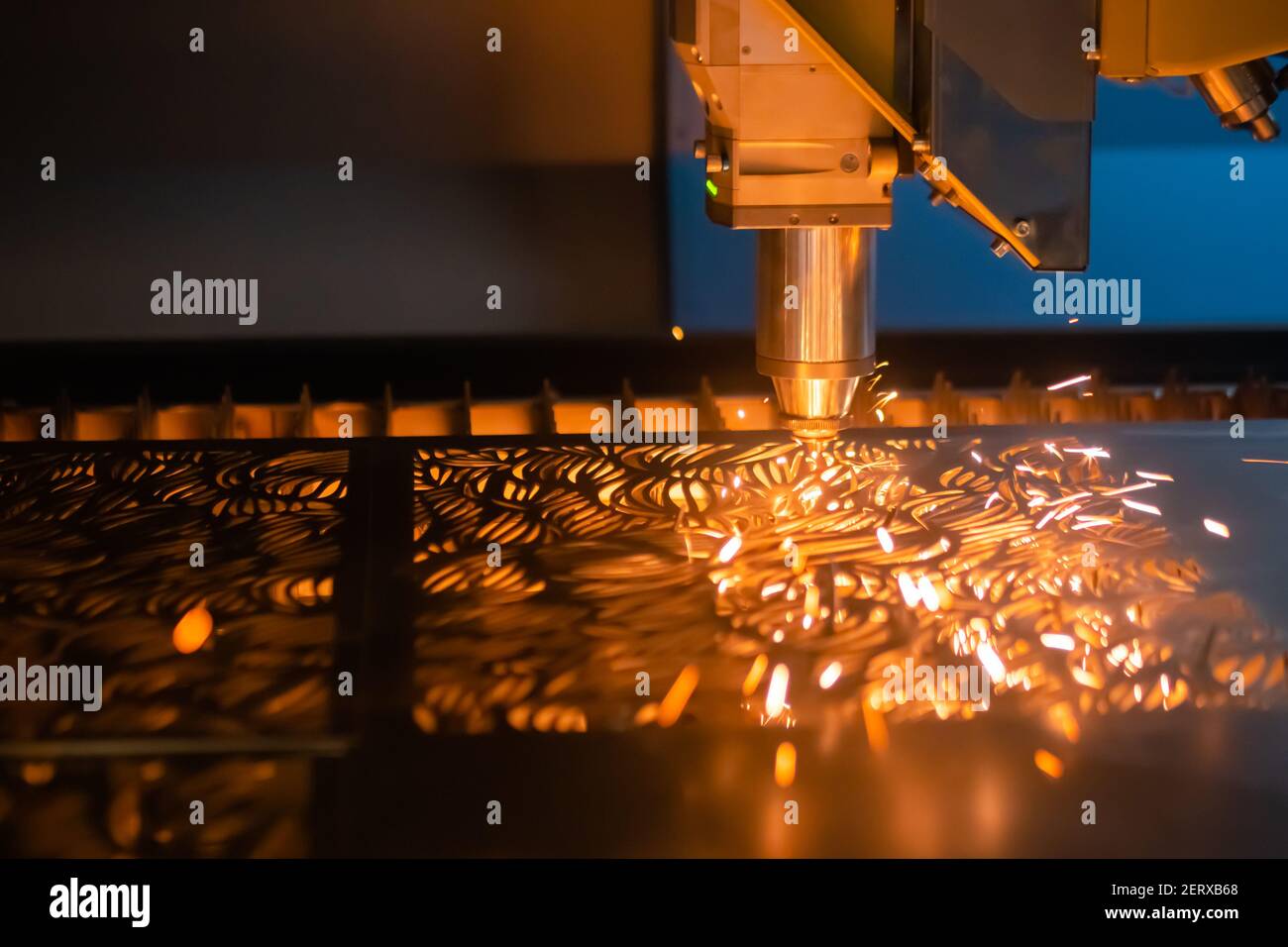 Automatic cnc laser cutting machine working with sheet metal with