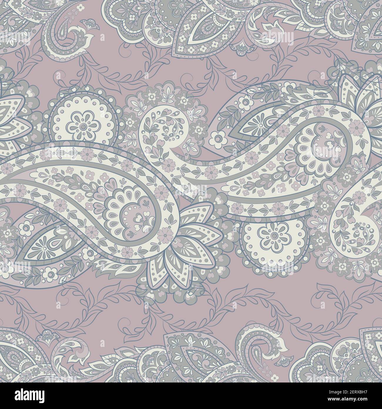 Damask style paisley floral seamless pattern Stock Vector