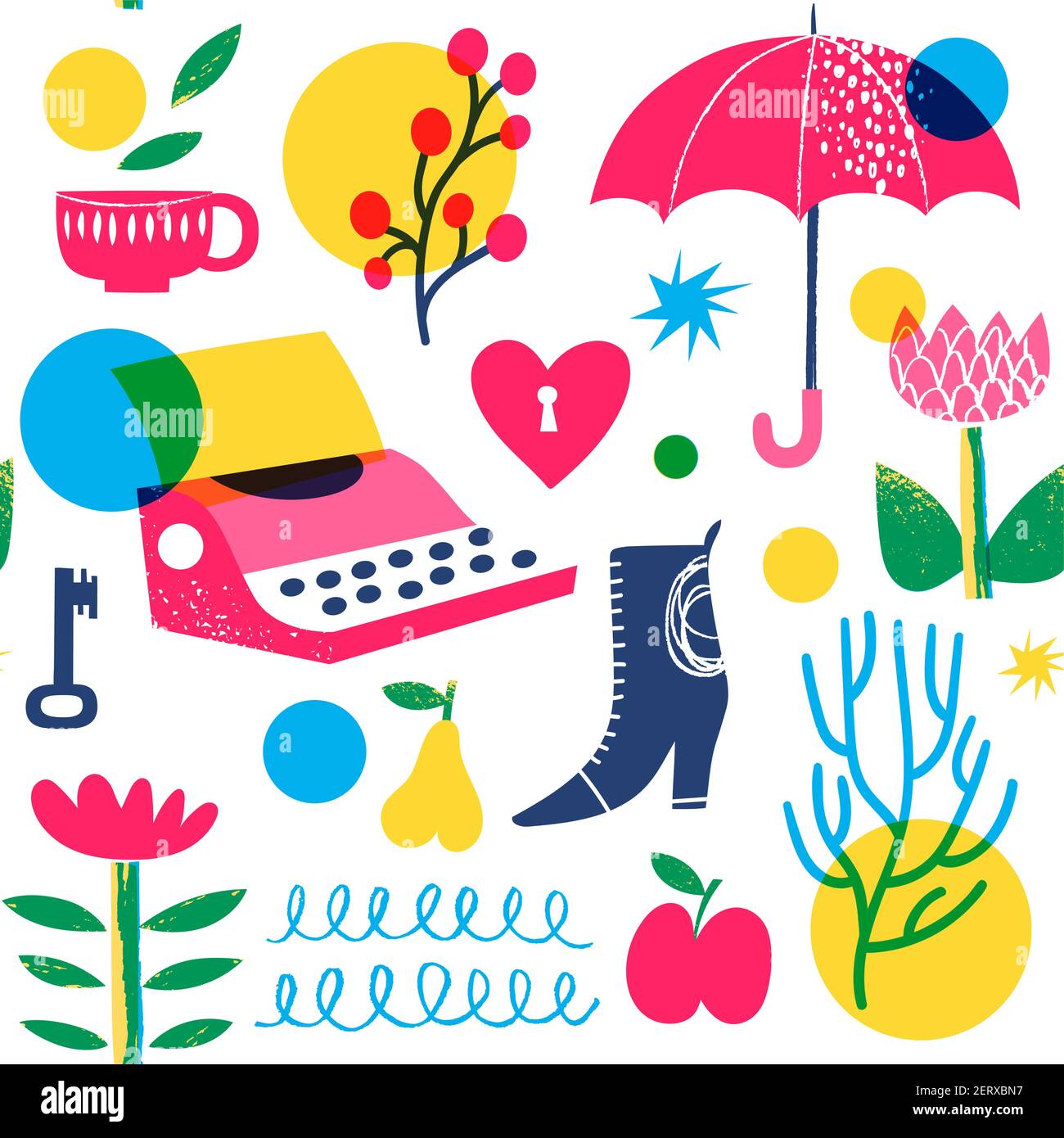 Abstract doodle seamless modern style pattern in bright colors Stock Vector