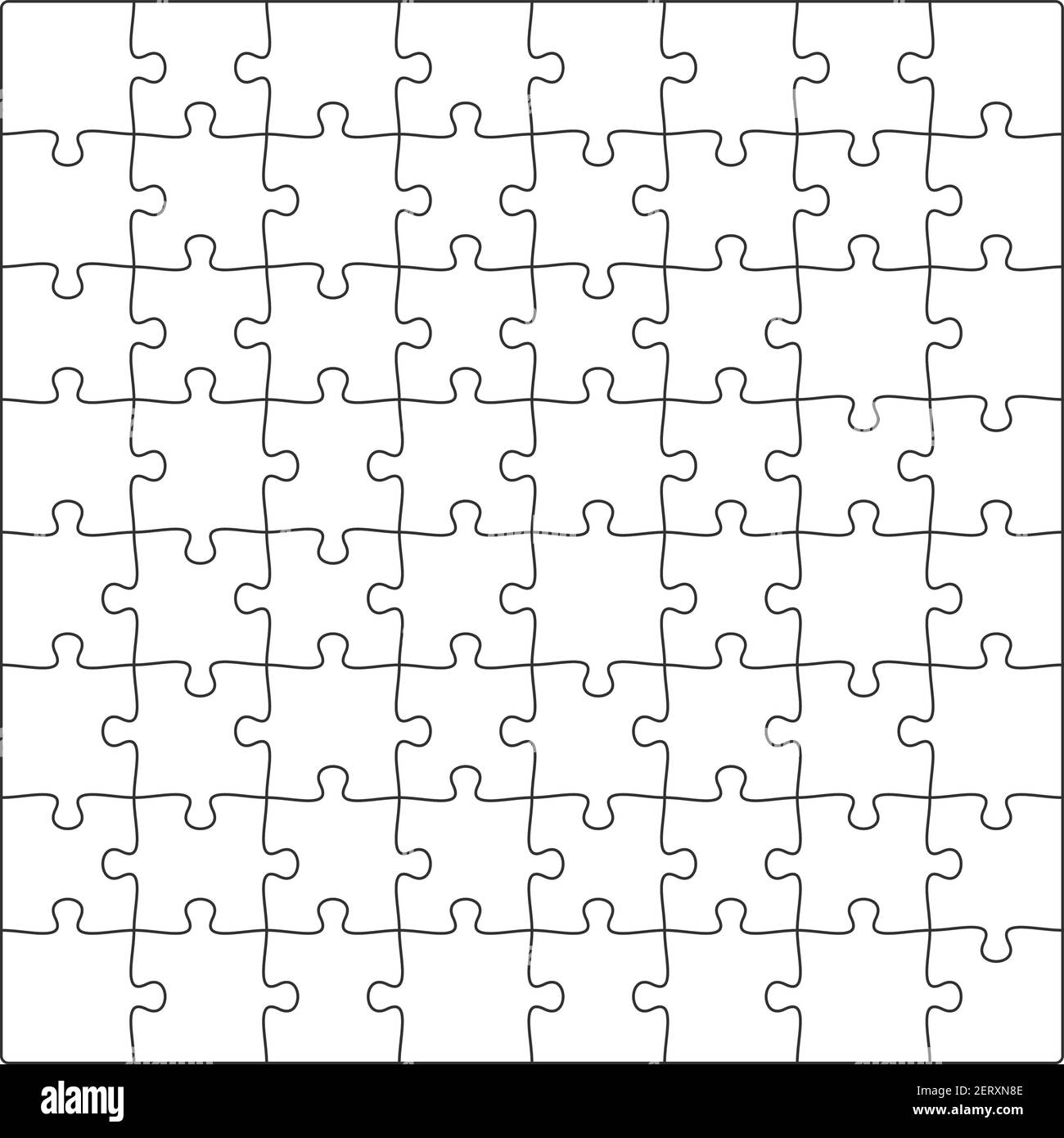 8x8 Jigsaw puzzle blank template background light lines. every piece is ...