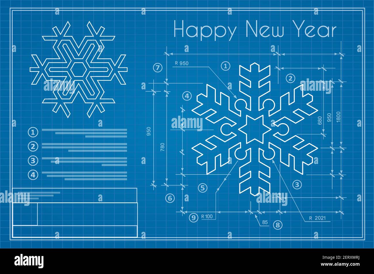 Christmas winter project snowflake on New Year blue sketch Stock Vector