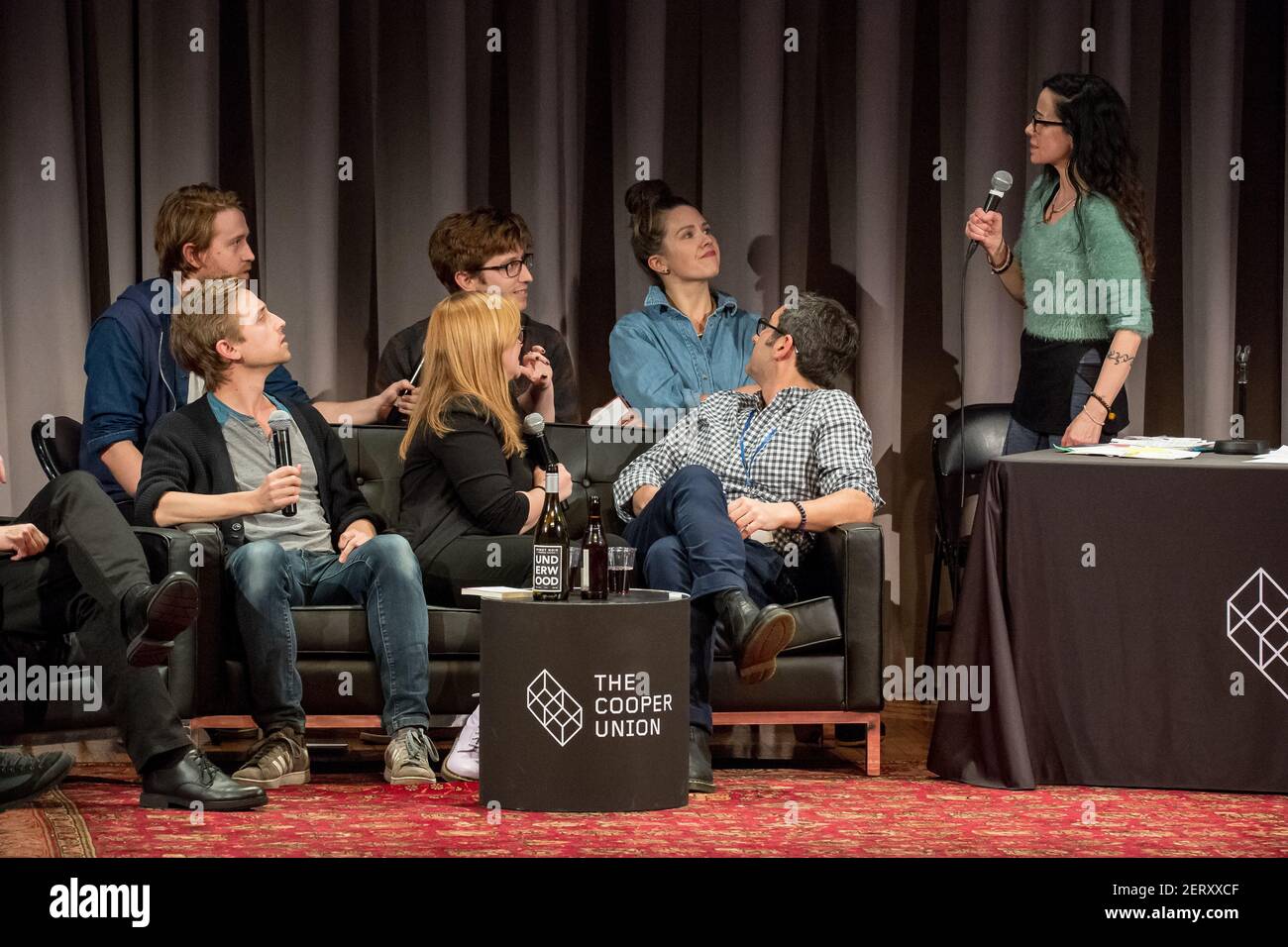 Janeane Garofalo (R) is seen with guests during PARDON MY TANGET, a
