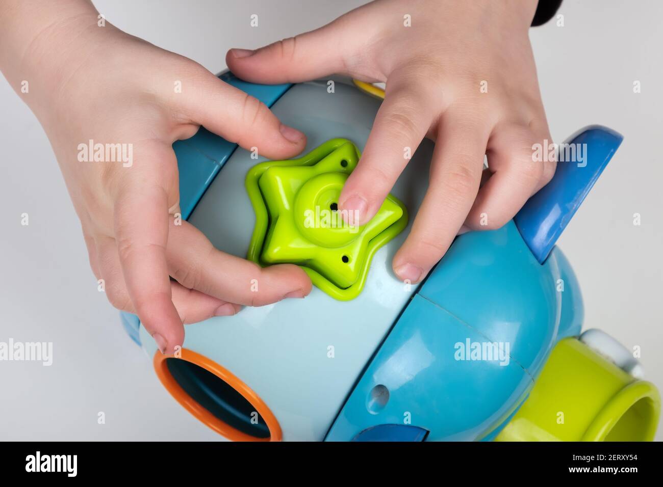 educational children's game,child playing with figurines Stock Photo