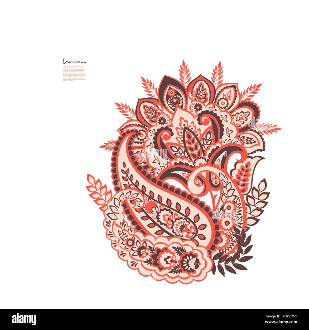 Damask isolated paisley vector floral ornament Stock Vector